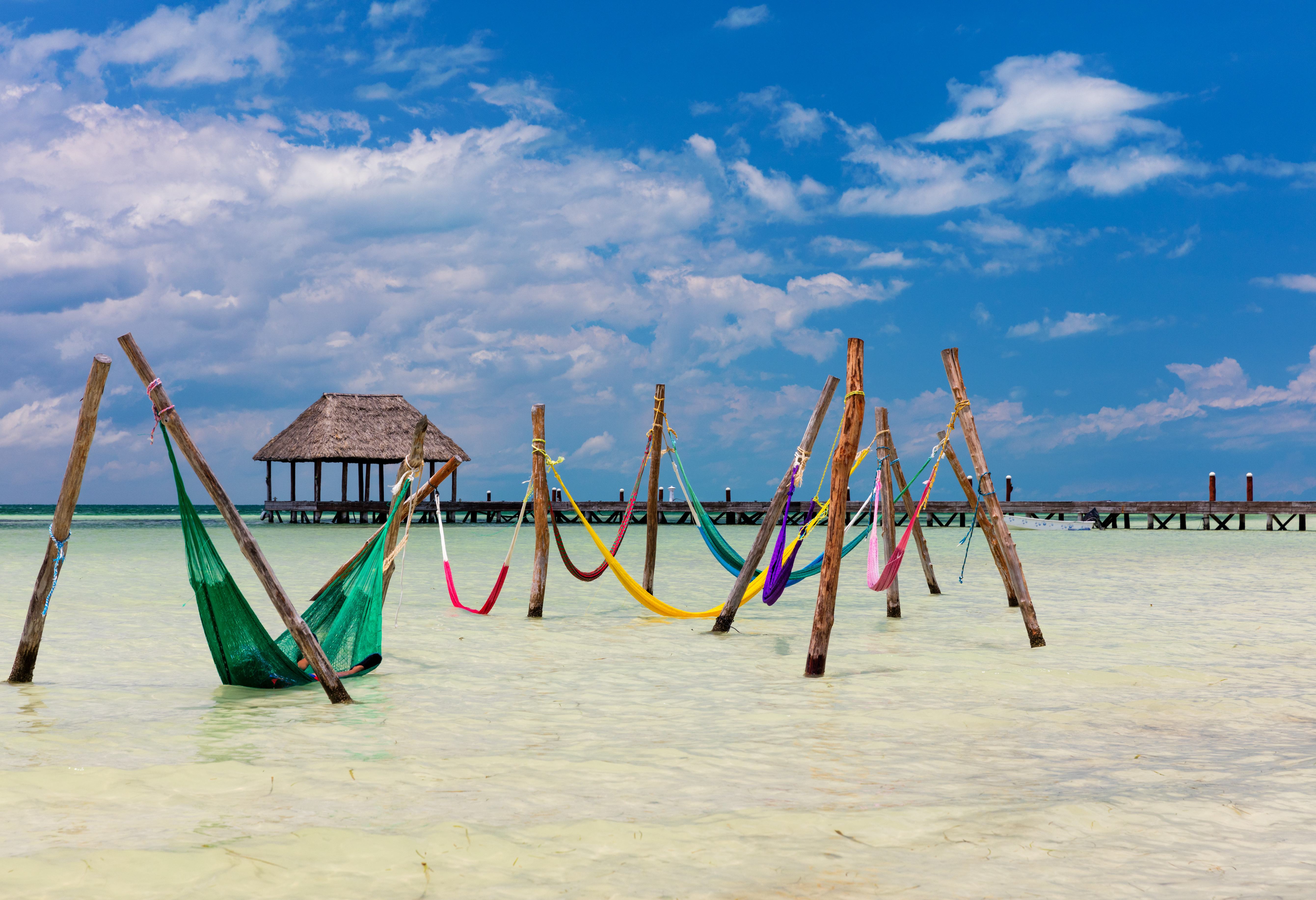 Hangmatten op Isla Holbox bij Yucatan Mexico