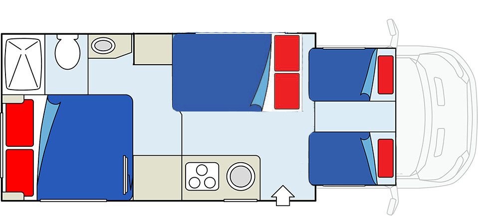 canada canadream mhc compact motorhome nachtindeling