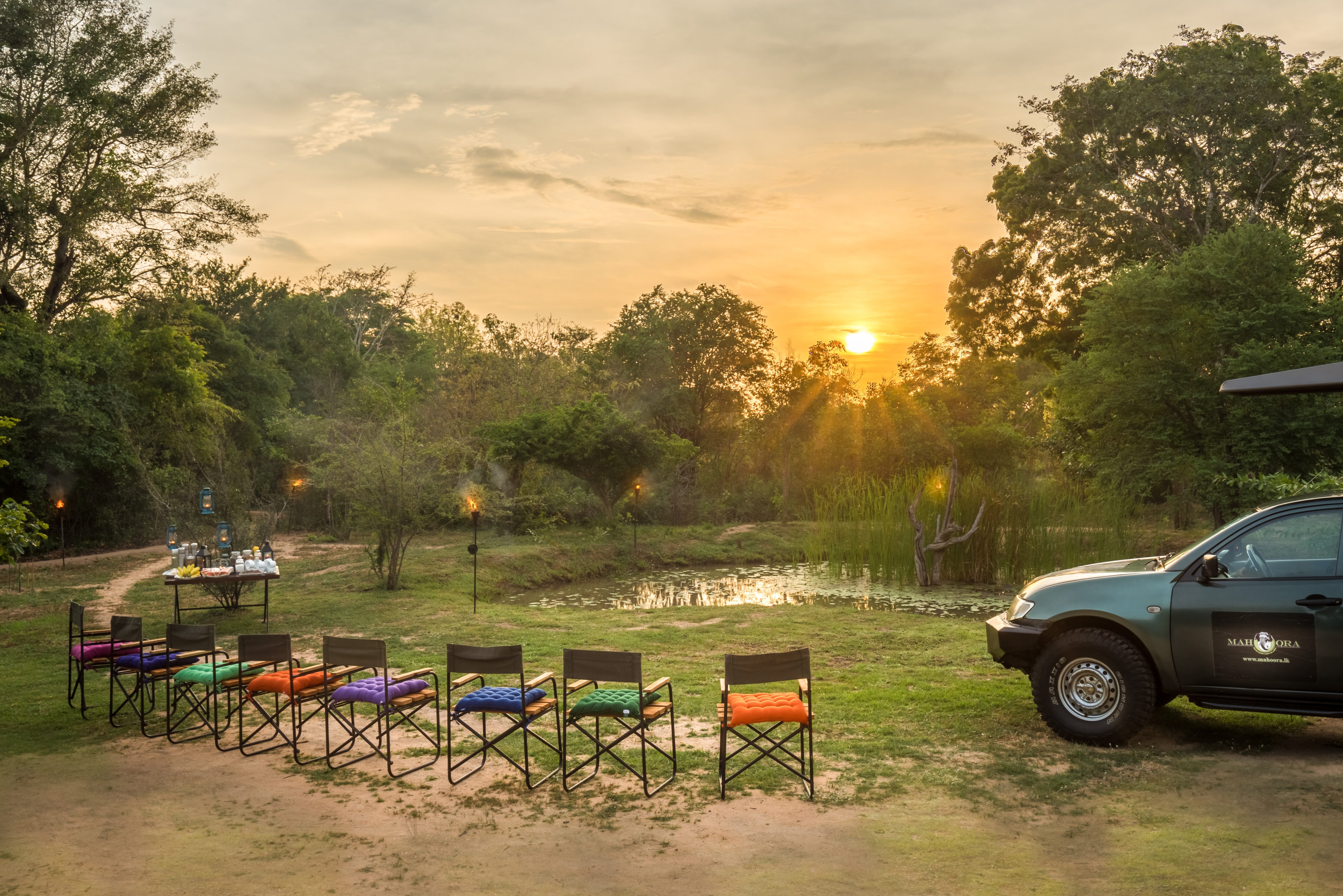 Stop voor een drankje tijdens zonsondergang