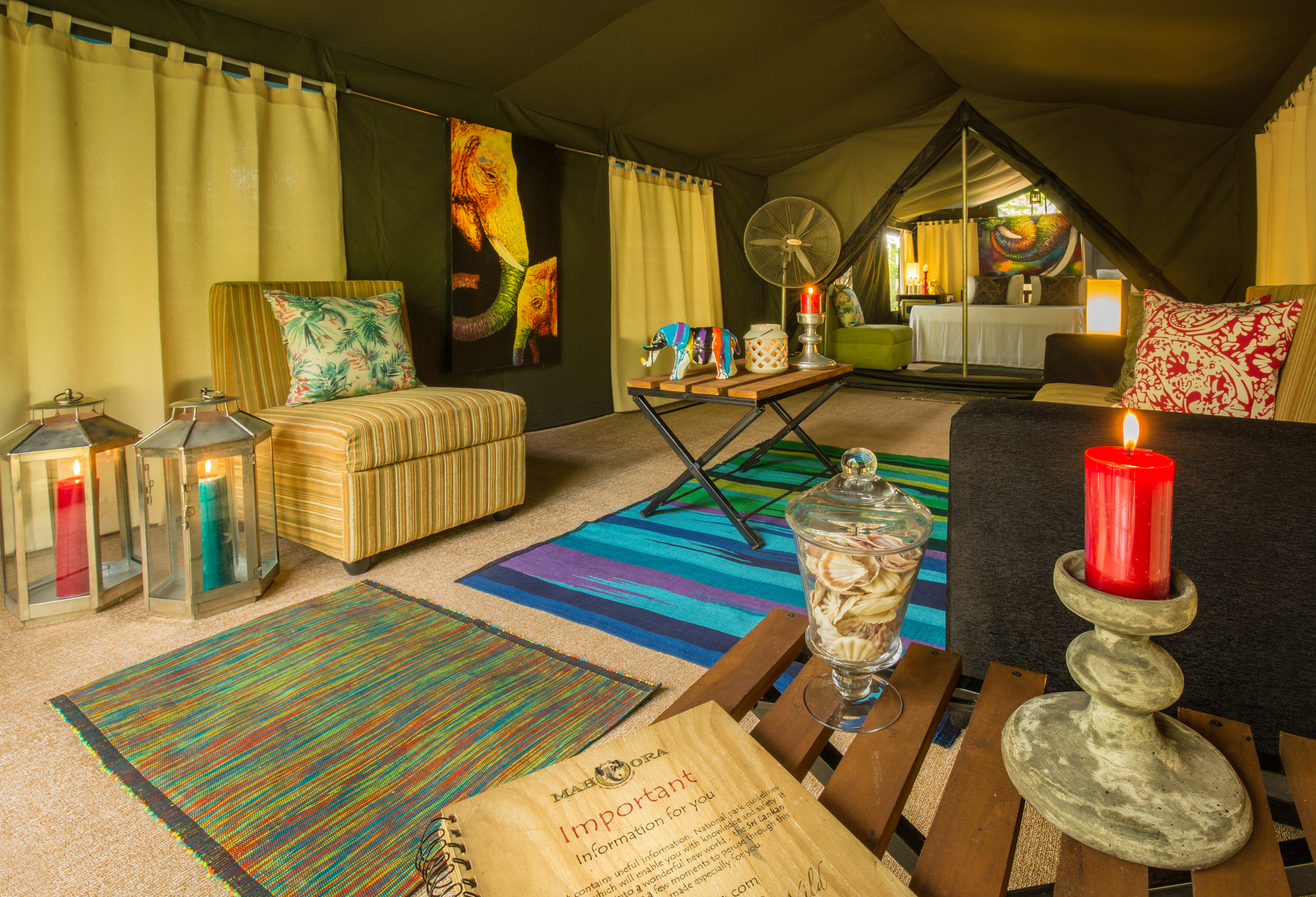 Interieur Elite Tent Mahoora tented camp Yala NP