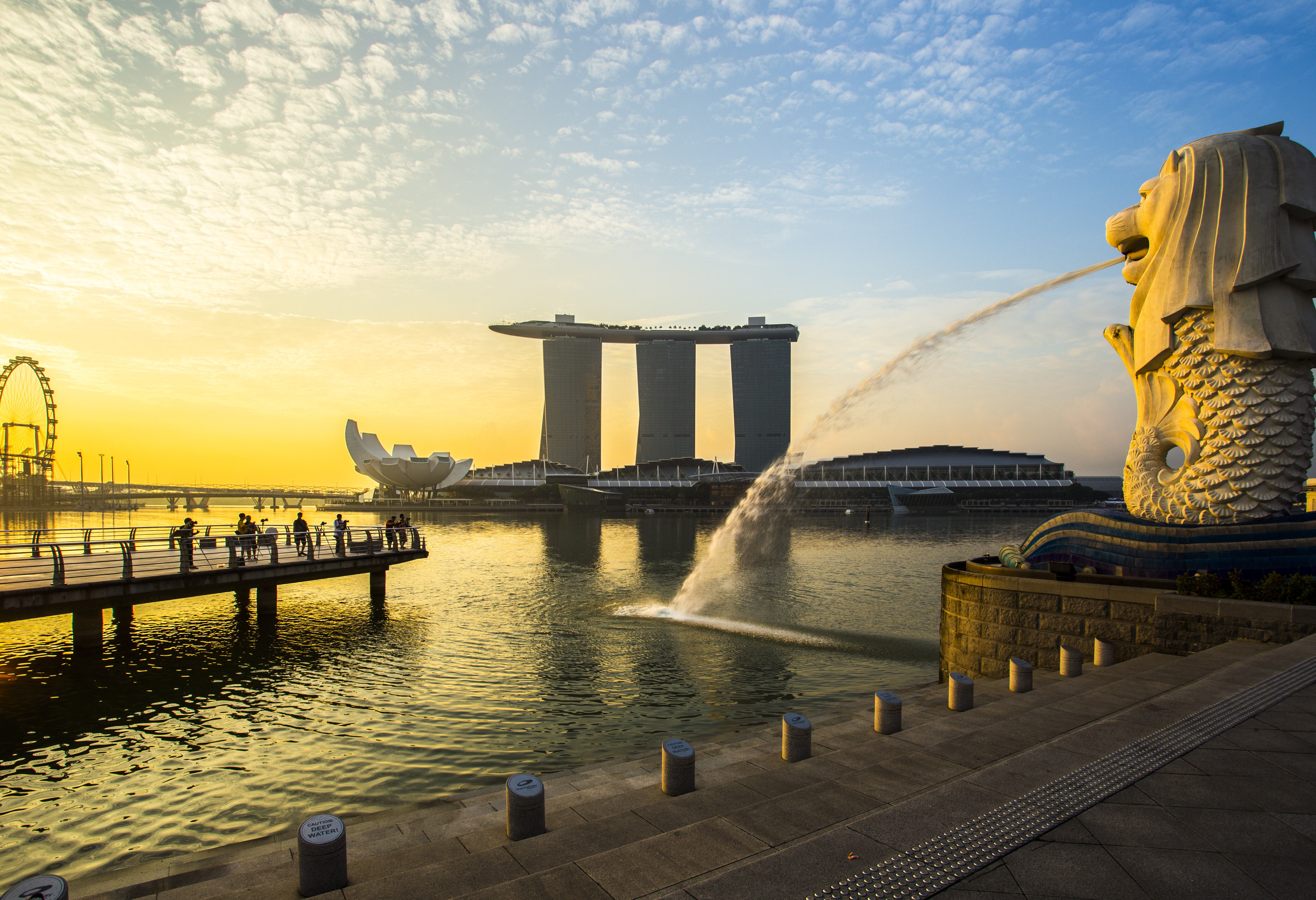 Singapore skyline met de Merlion