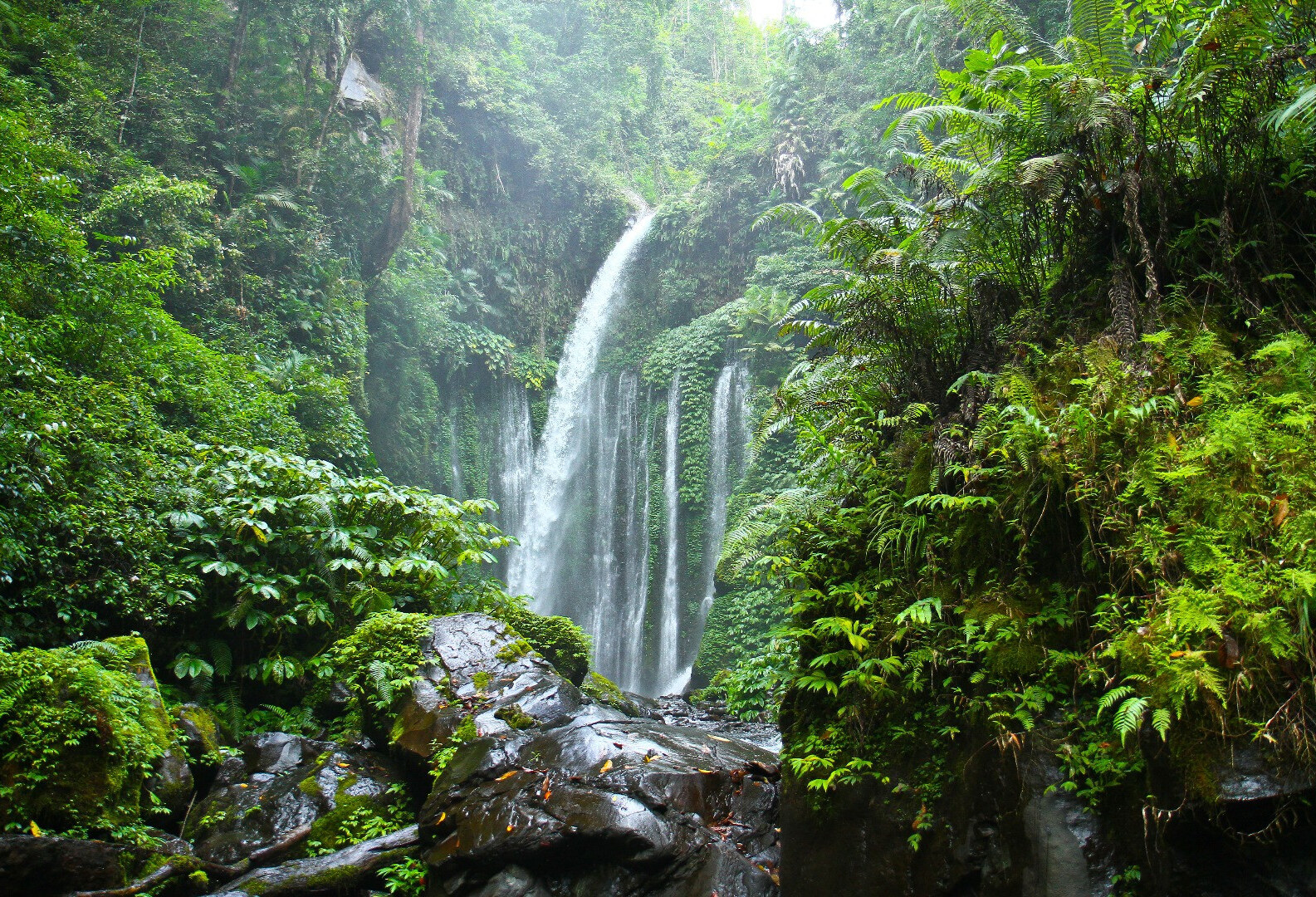 Tiu Kelep waterval in het Mt Rinjani National Park op Lombok
