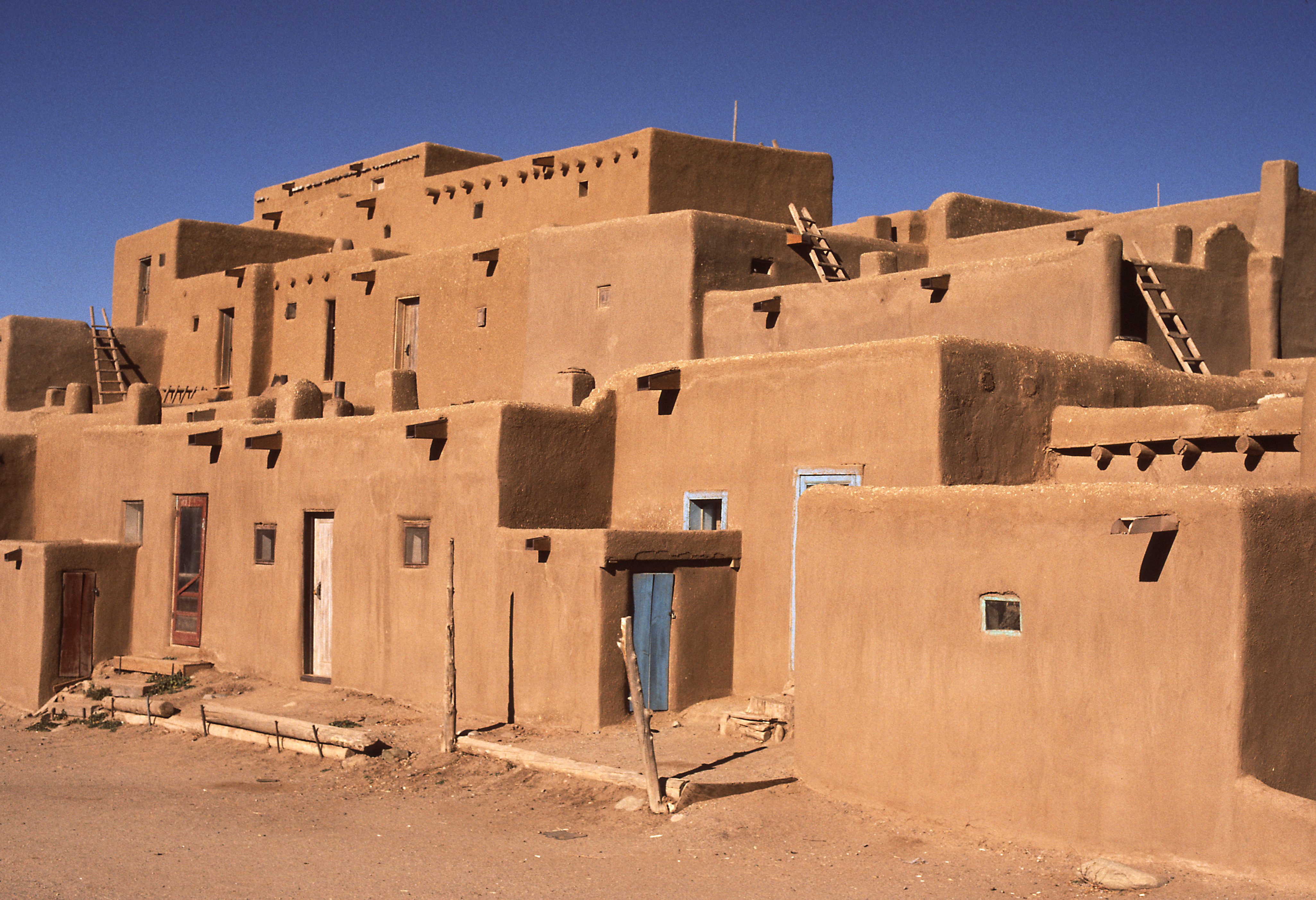 Pueblo Huizen in Alburquerque in Amerika