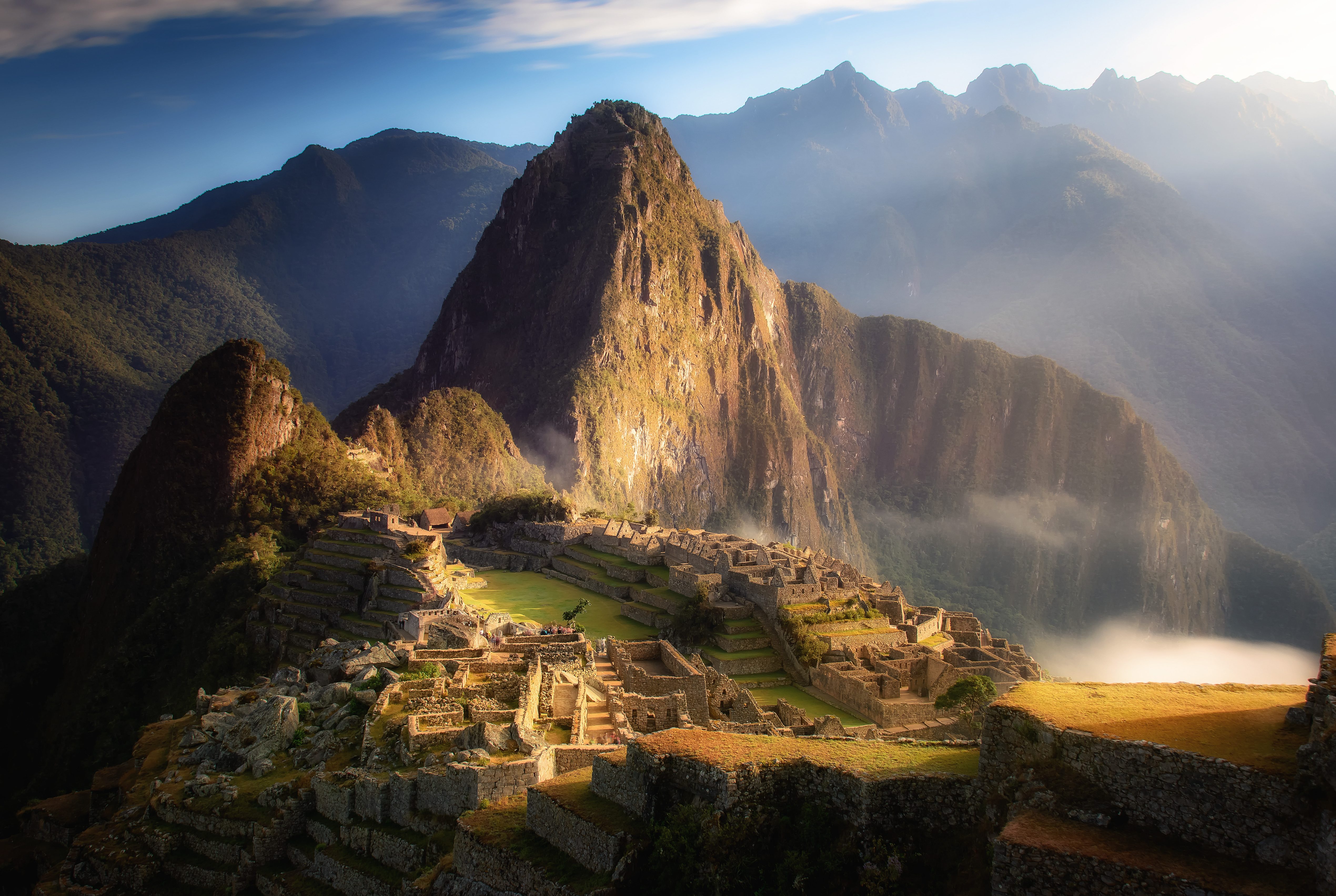 De zonsopkomst bij Machu Picchu, Peru