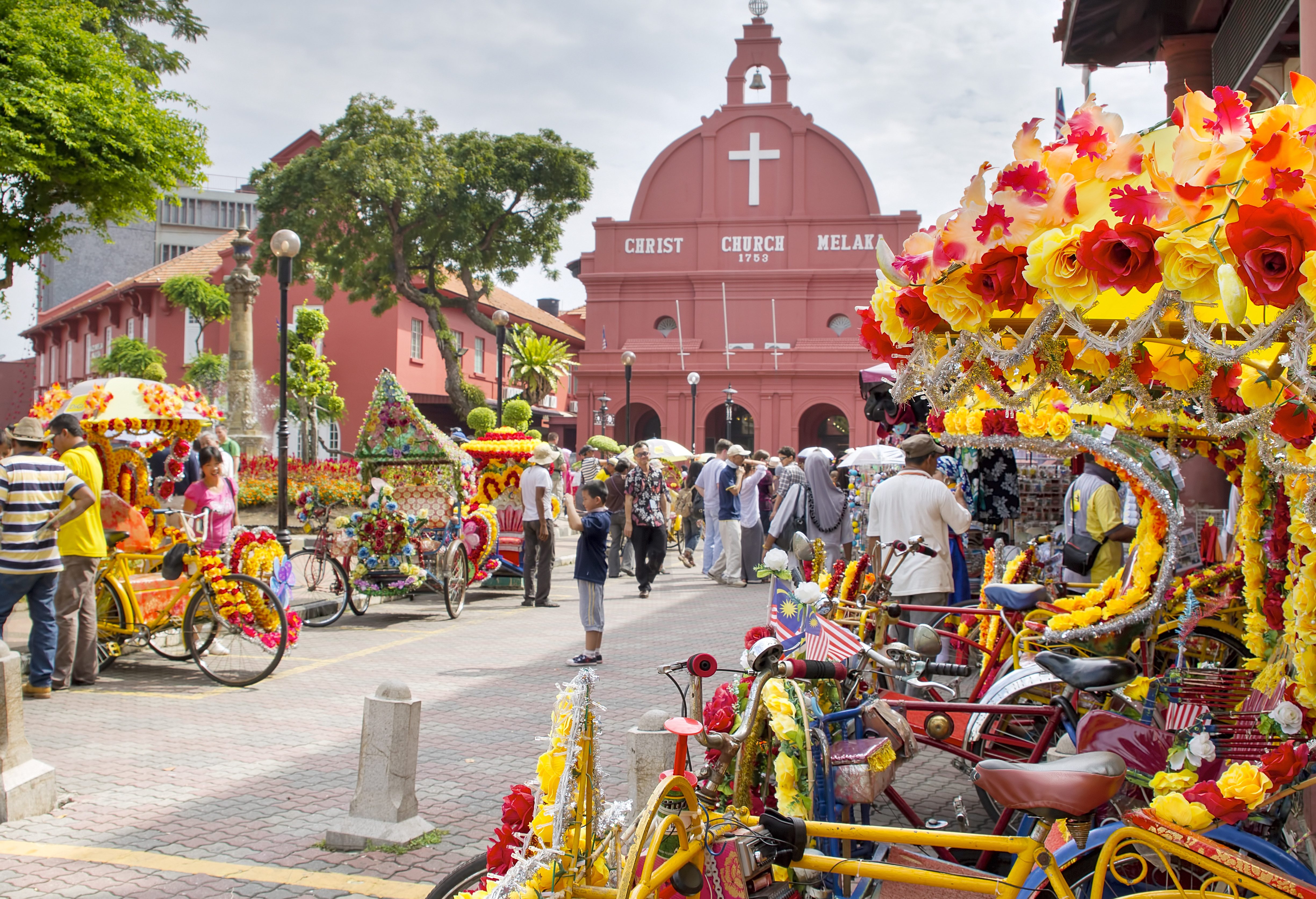 Maleisie-Malacca-Christ-Church-mensen-vervoer-excursie