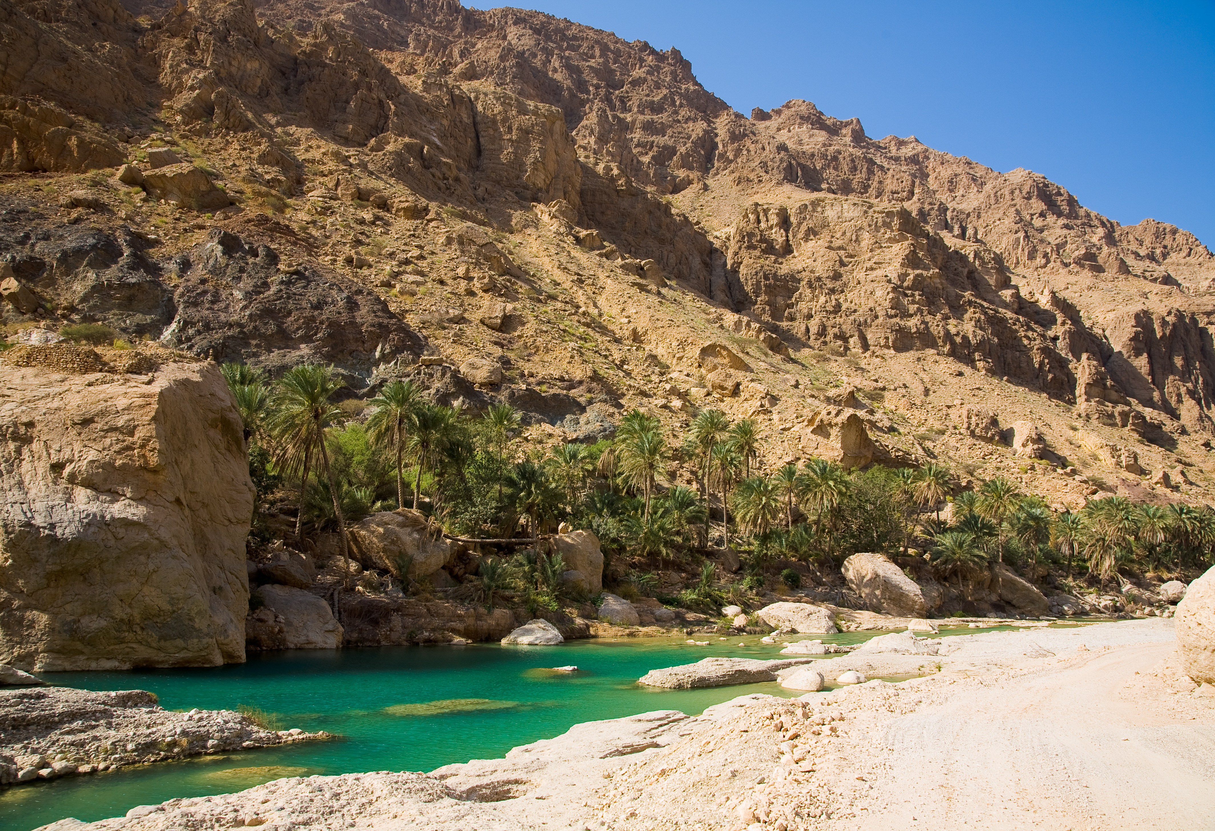 De oase Wadi Tiwi in Oman