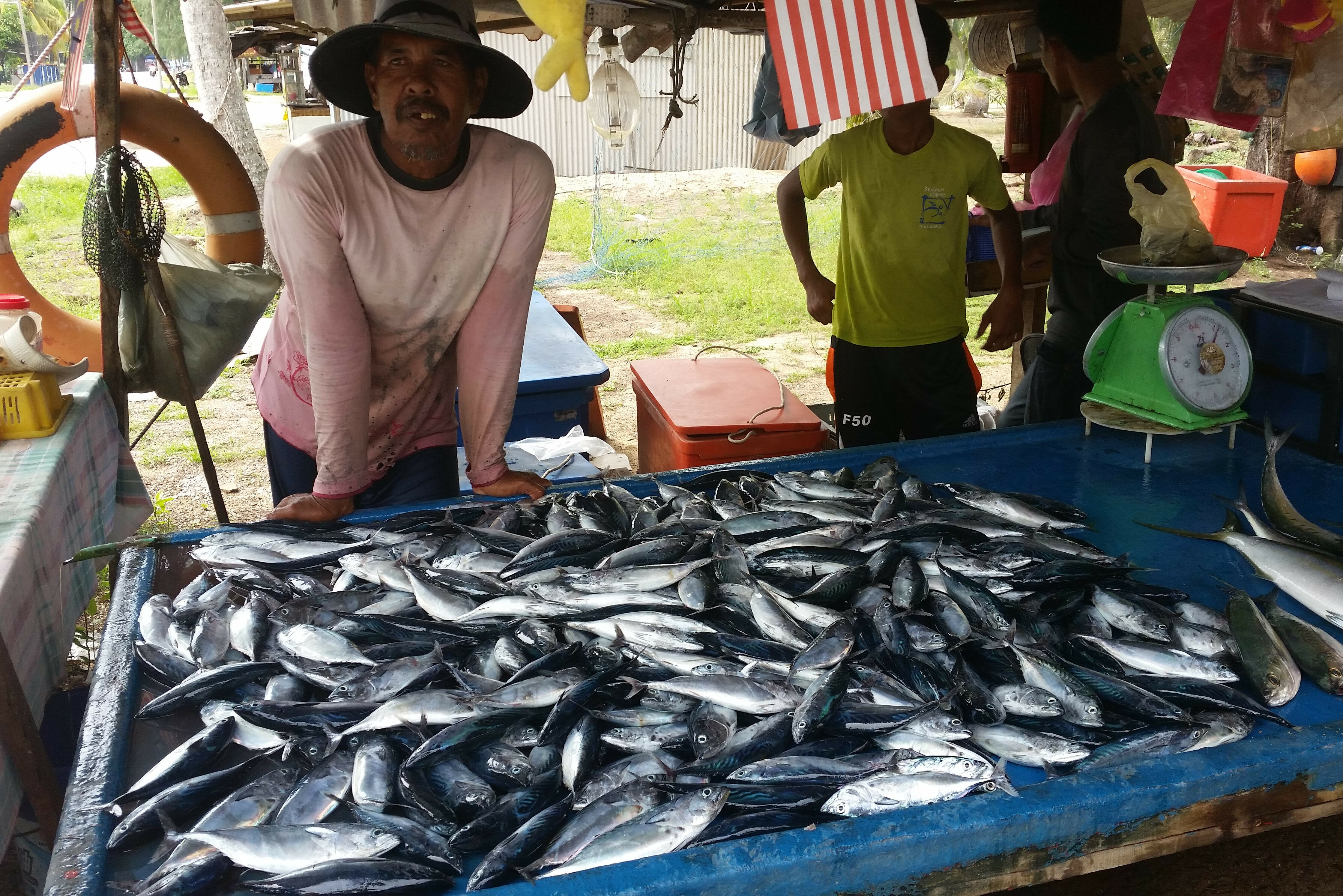Visser met vangst op Penang