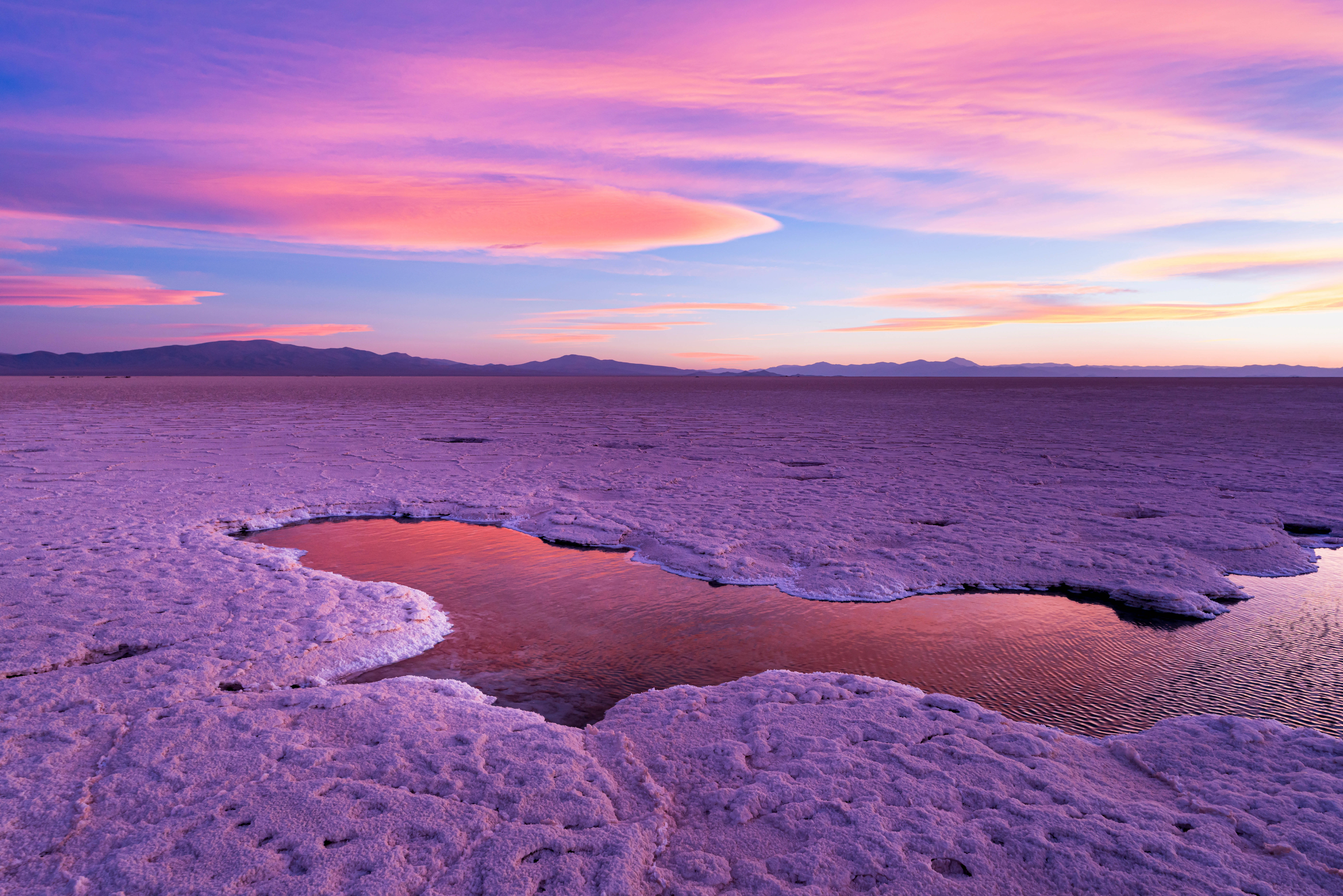 Zonsondergang Salinas Grandes Argentinië