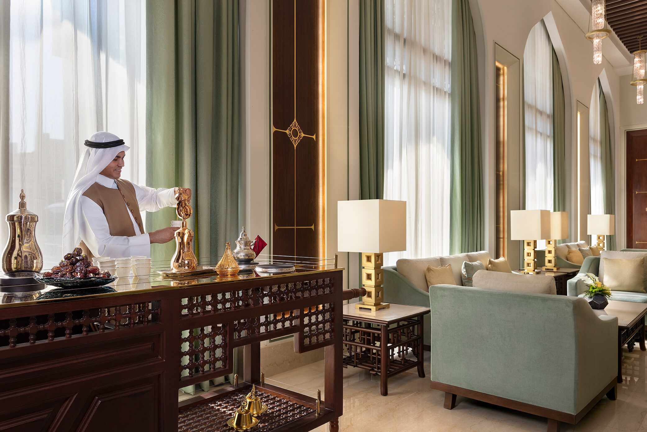 Tea Lounge in het Al Najada by Tivoli hotel in Doha in Qatar