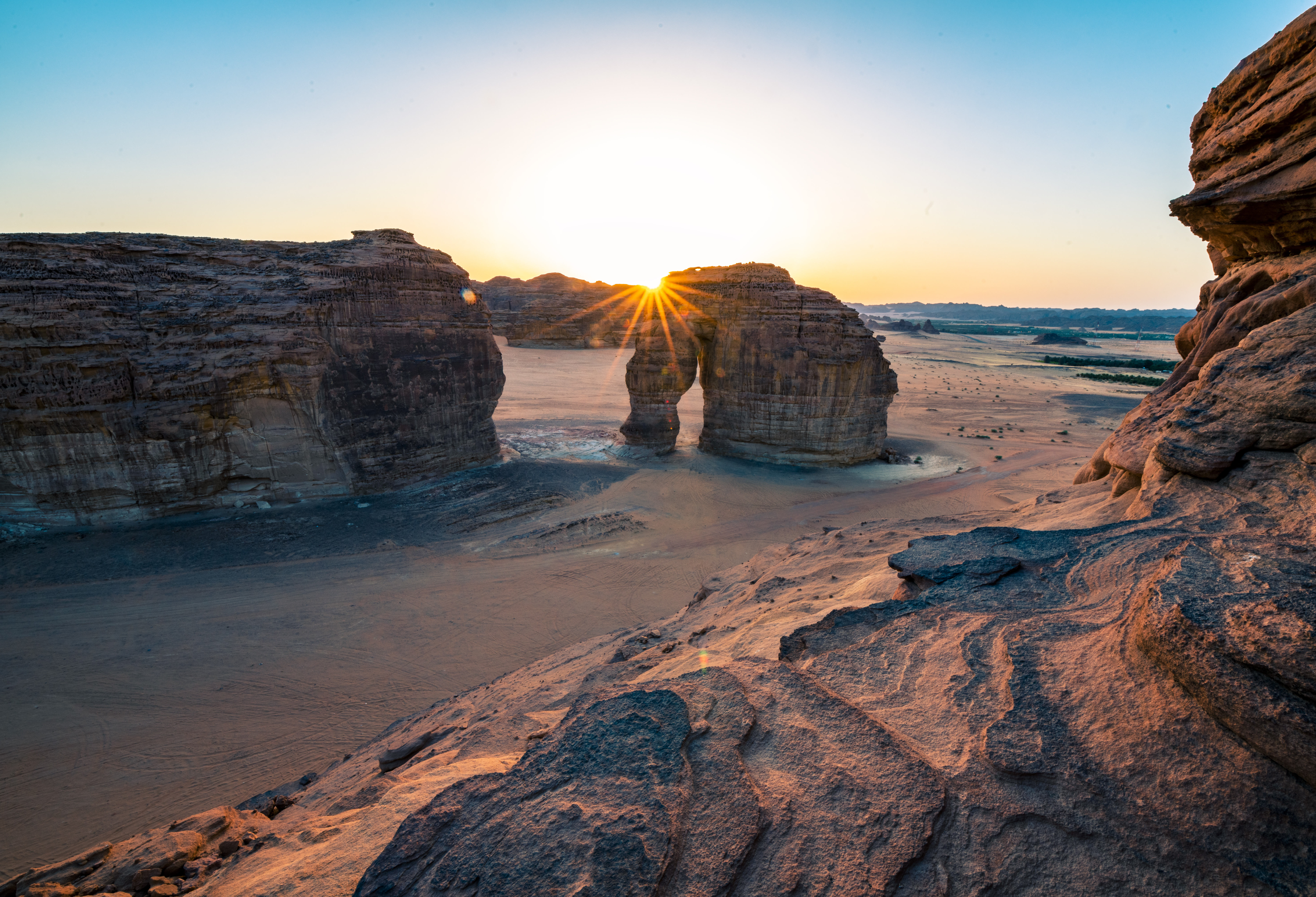 Zonsondergang Al Ula Elephant Rock Saoedi-Arabië