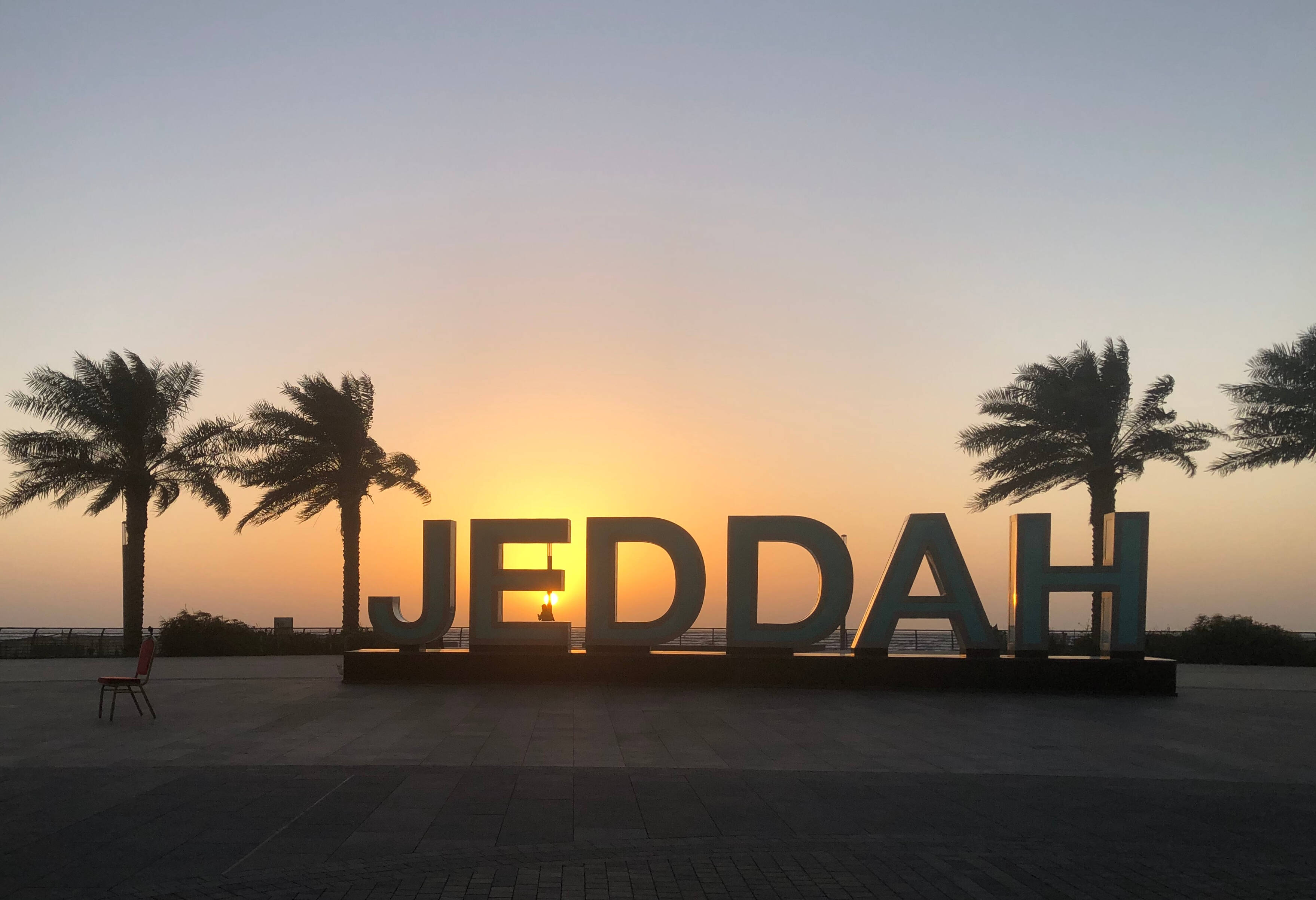 Jeddah letters zonsondergang Soedi-Arabië