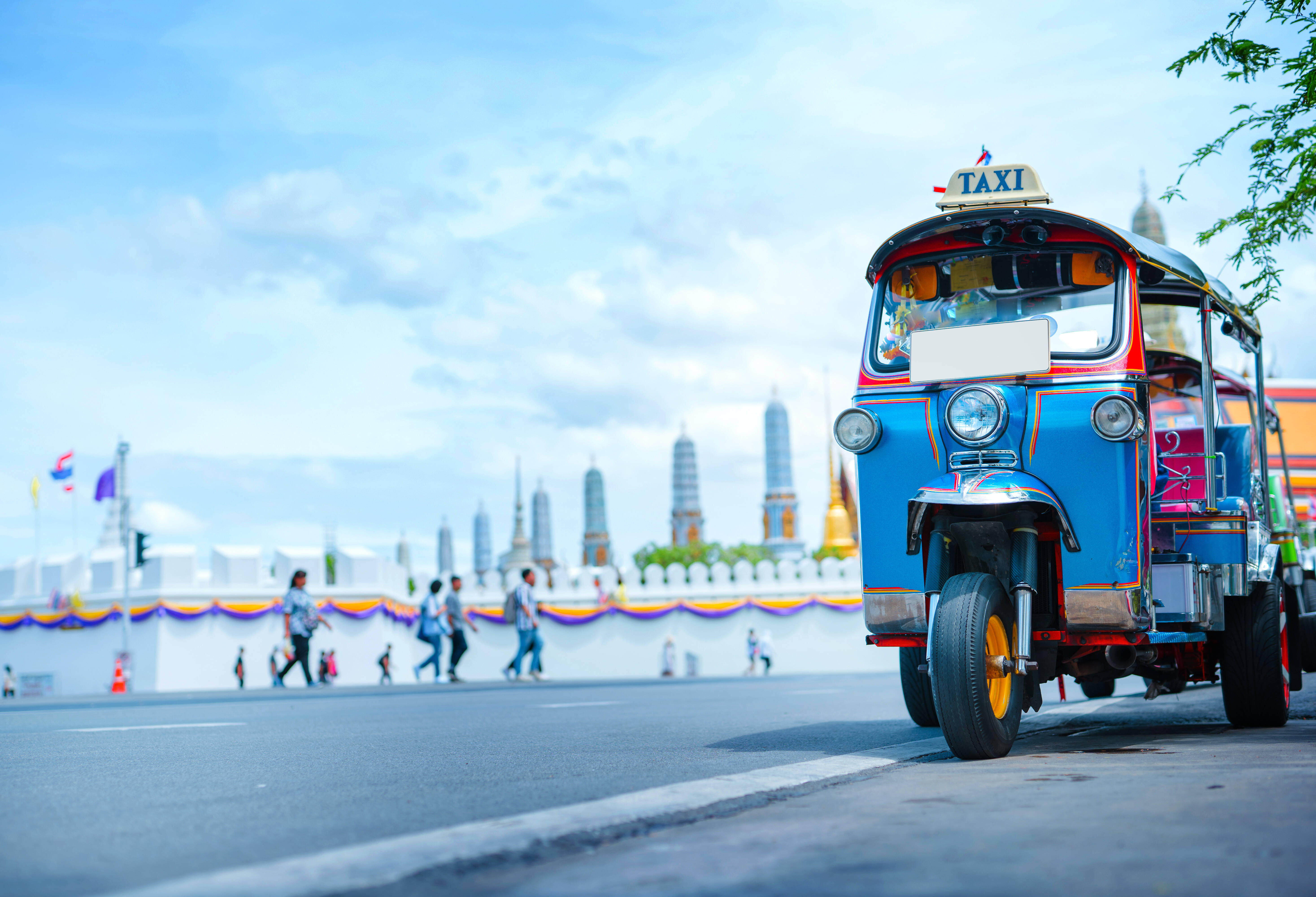 Tuktuk bij de Grand Palace in Bangkok