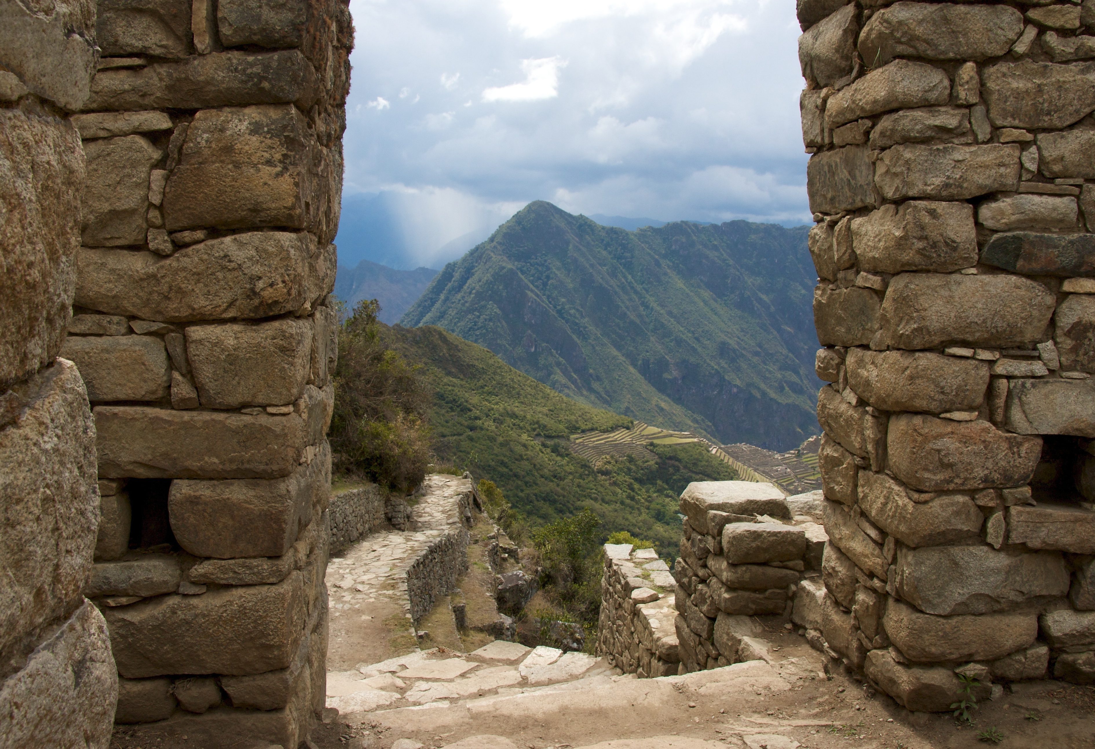 Sun Gate bij Machu Picchu in Peru