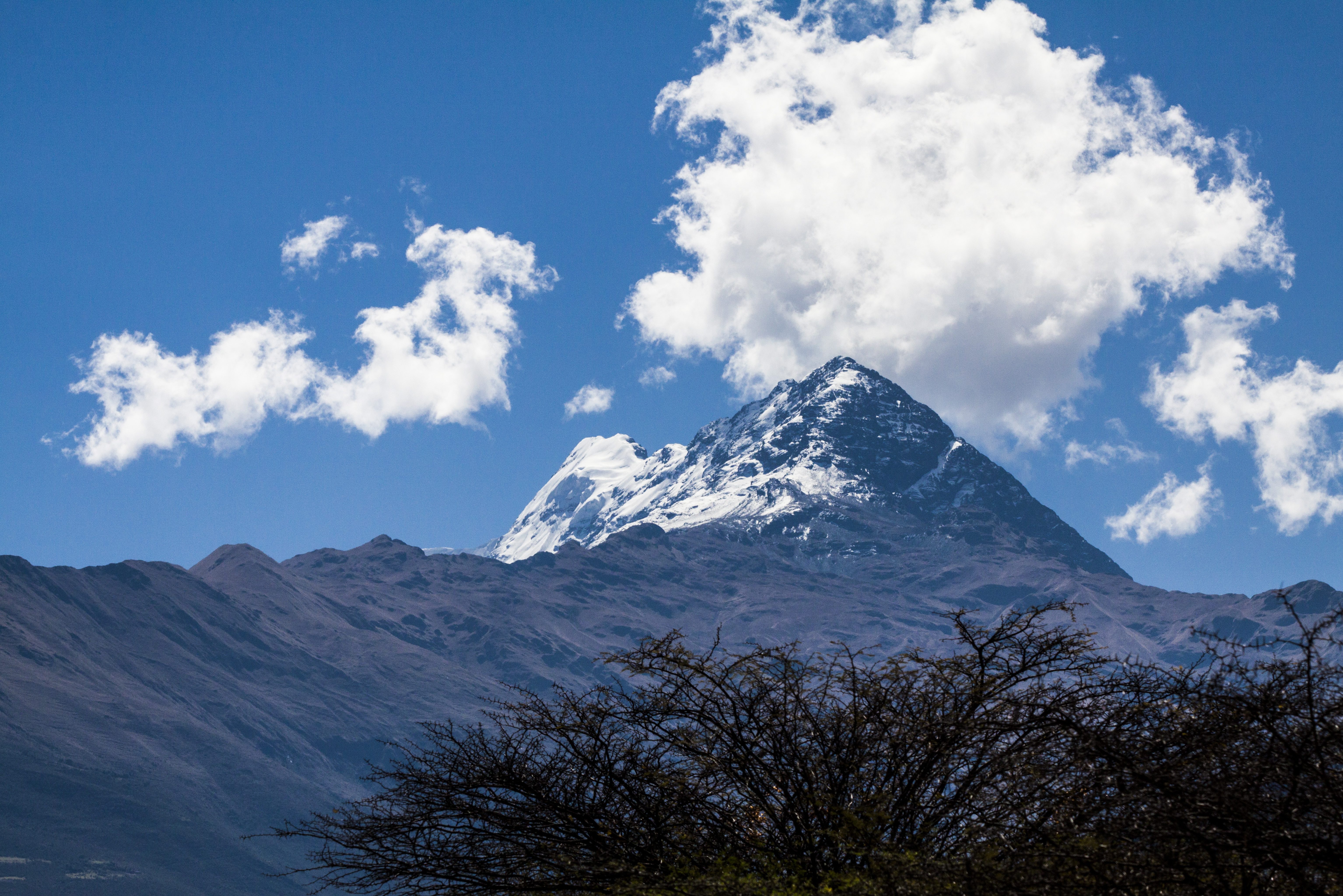 Uitzicht op Salkantay Mountain tijdens de Salkantay Trek in Peru