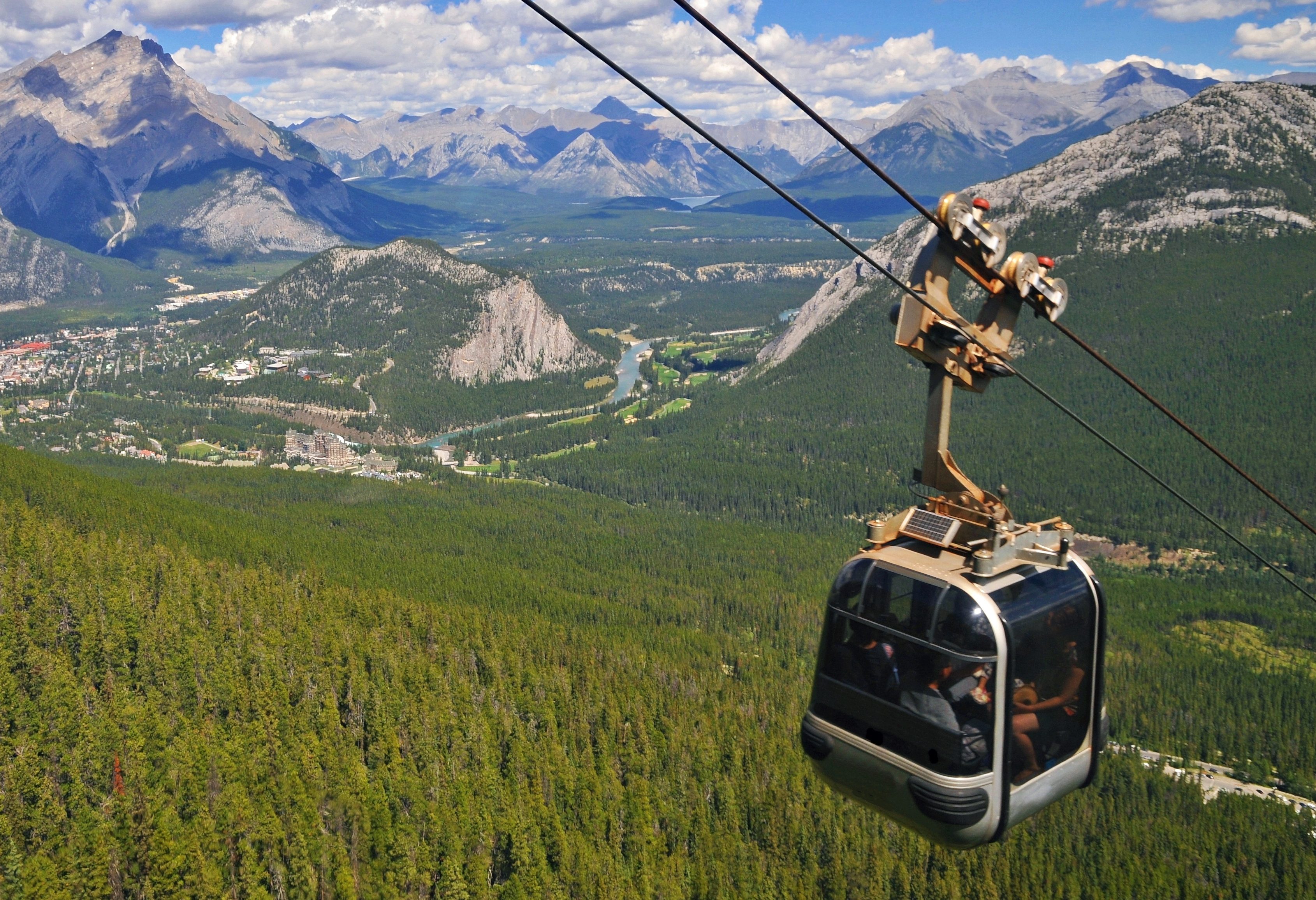 Uitzicht op Banff vanaf de kabelbaan, Canada