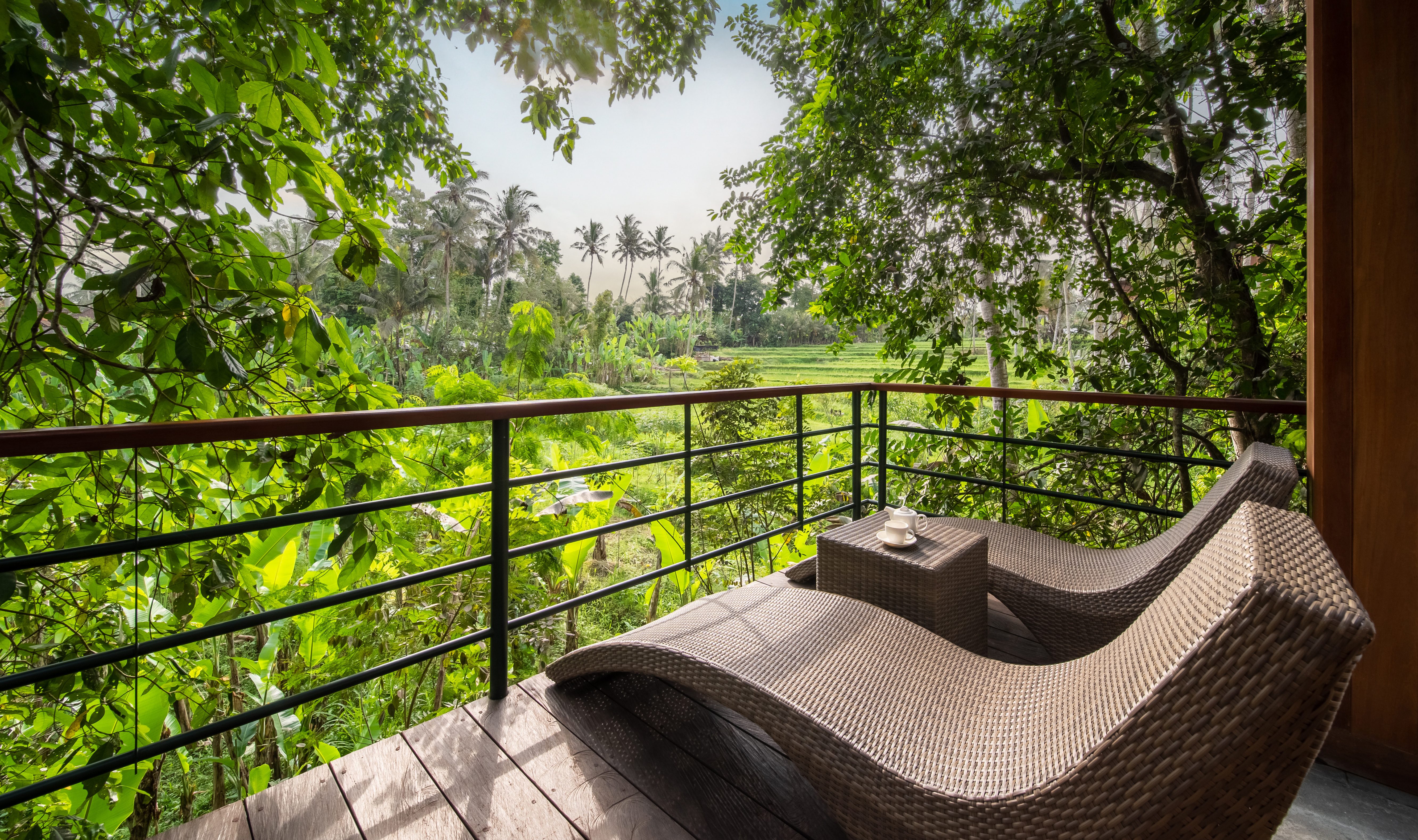 Terras van de Jungle Suite in het Kappa Senses Ubud op Bali in Indonesie