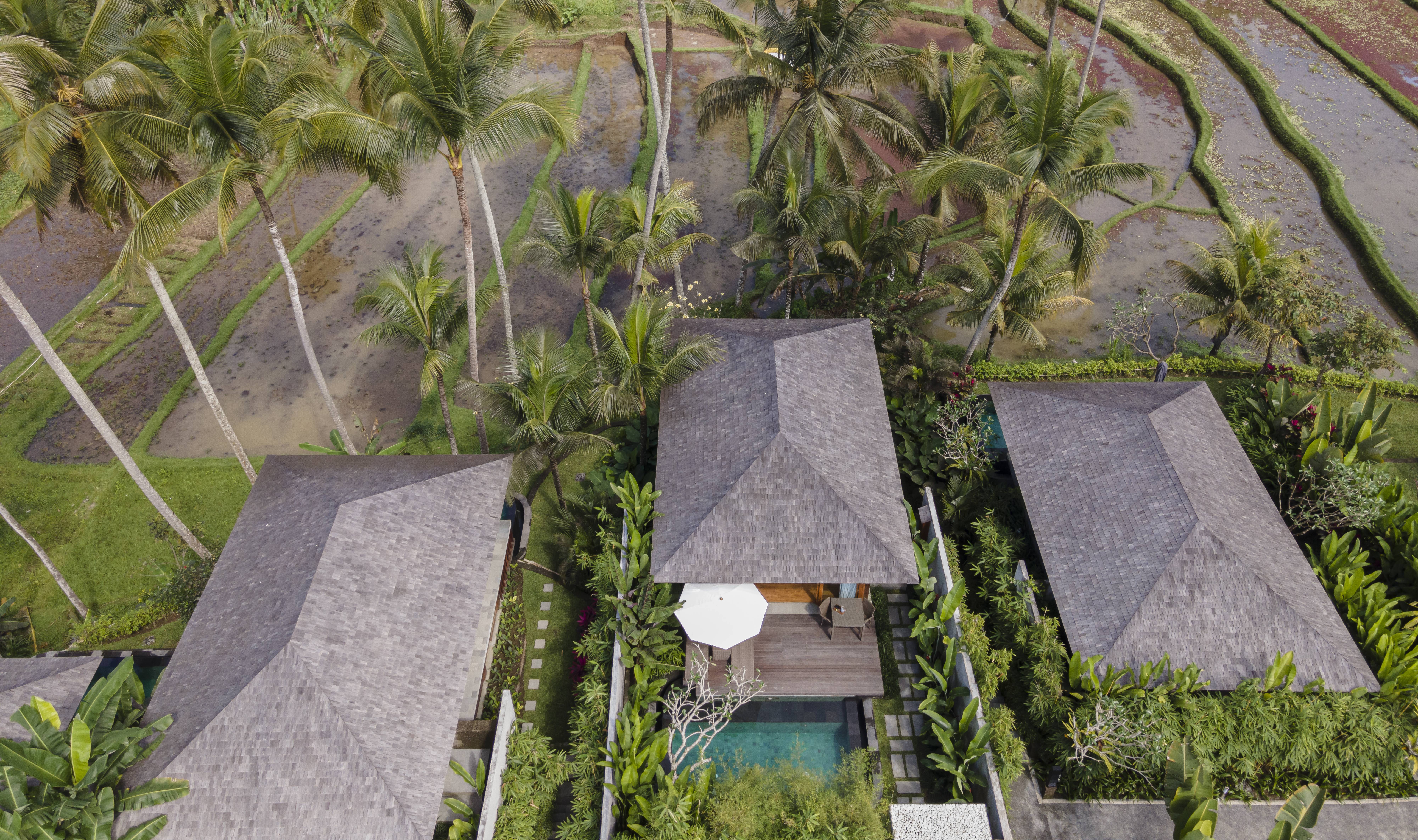 Buitenkant van de One Bedroom Pool Villa in het Kappa Senses Ubud op Bali in Indonesie