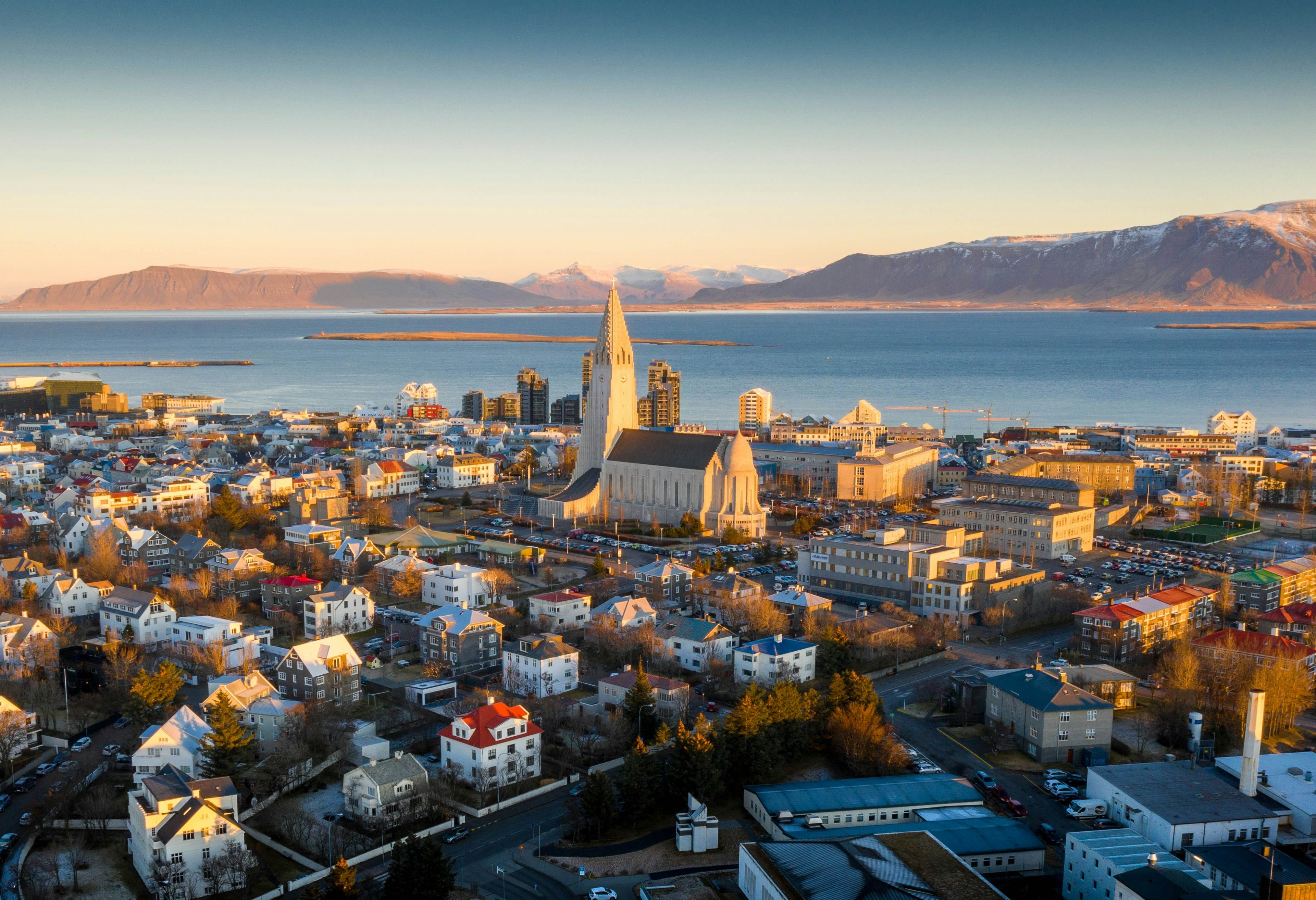 IJsland Reykjavik Zonsondergang