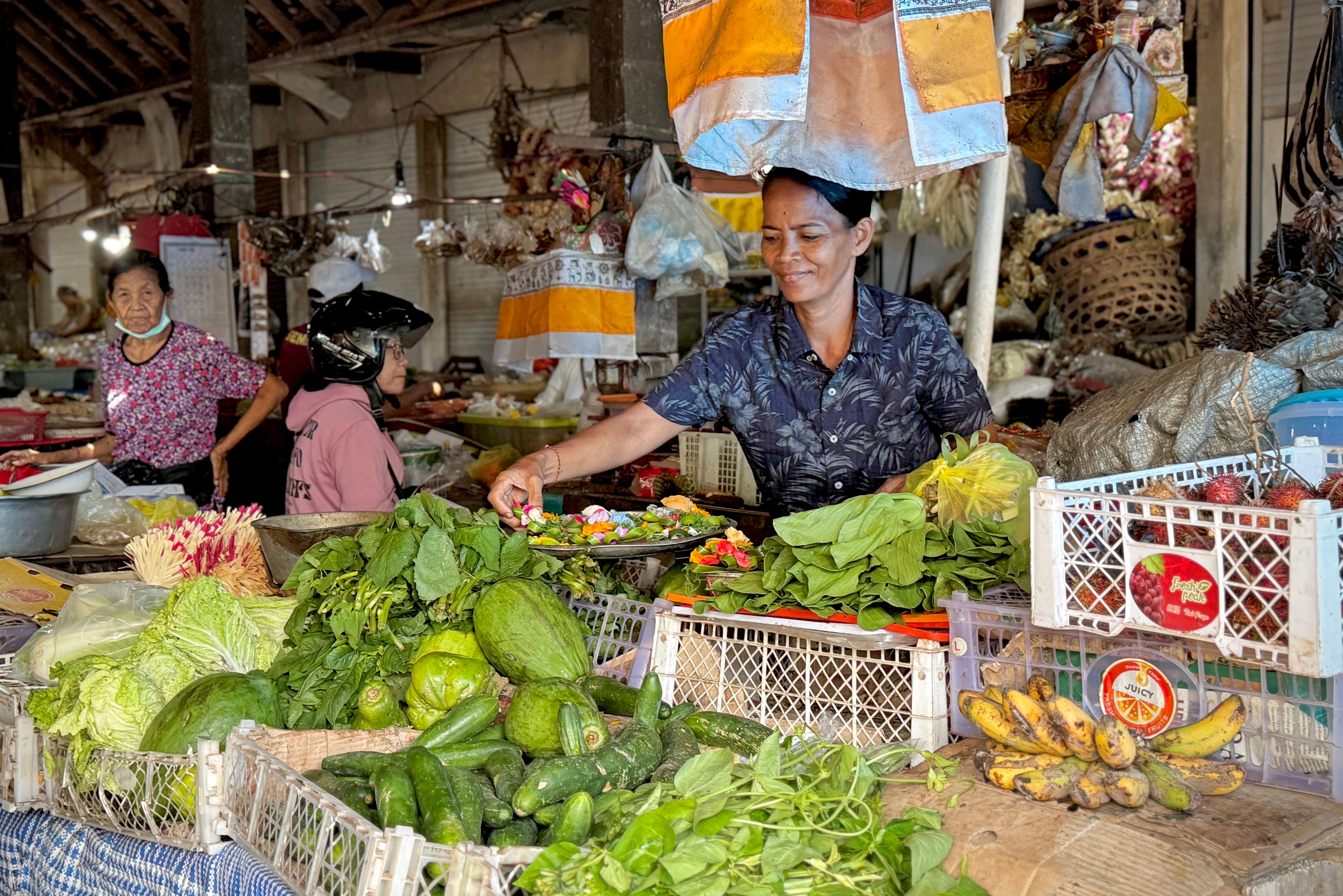 Lokale markt in Pejeng op Bali in Indonesie
