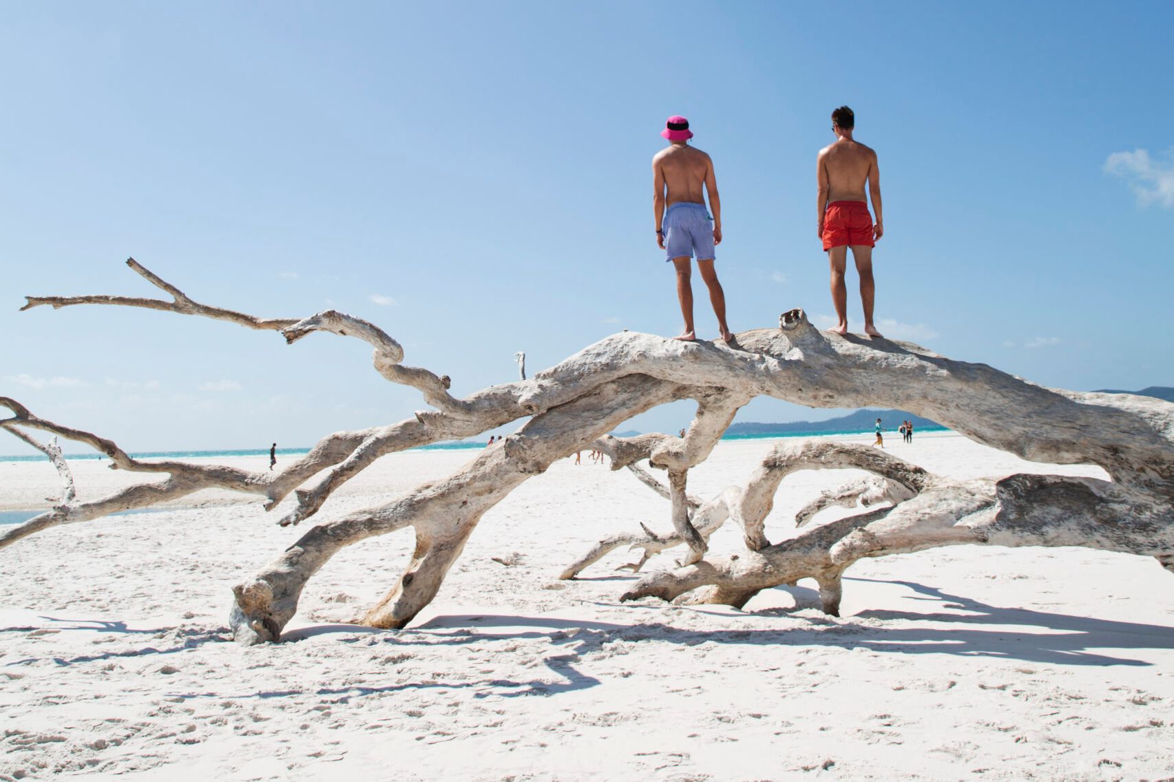 Prachtig wit zand op Whitehaven Beach in de Whitsundays in Australie