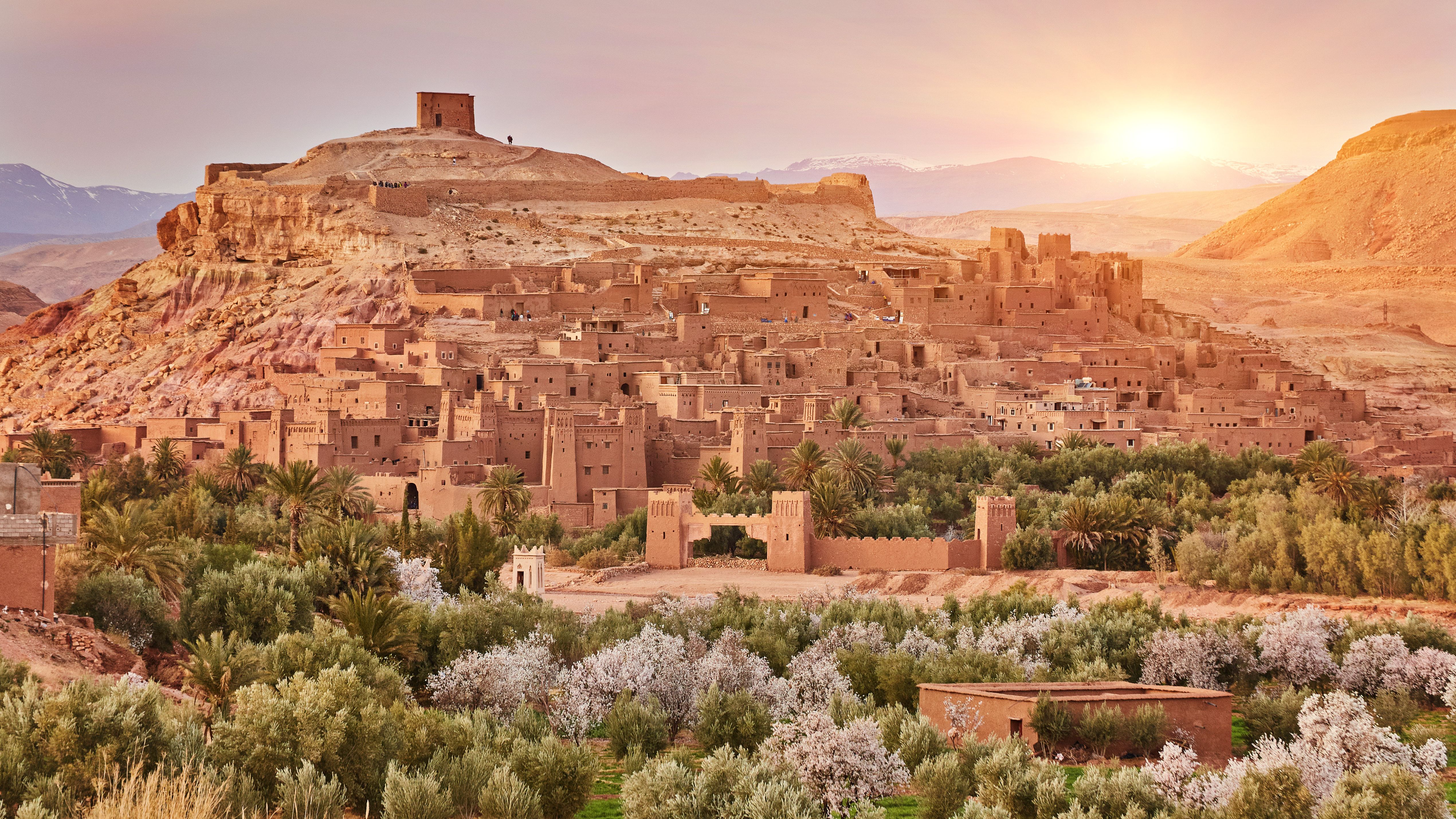 Marokko-Ait-Ben-Haddou-zonsondergang