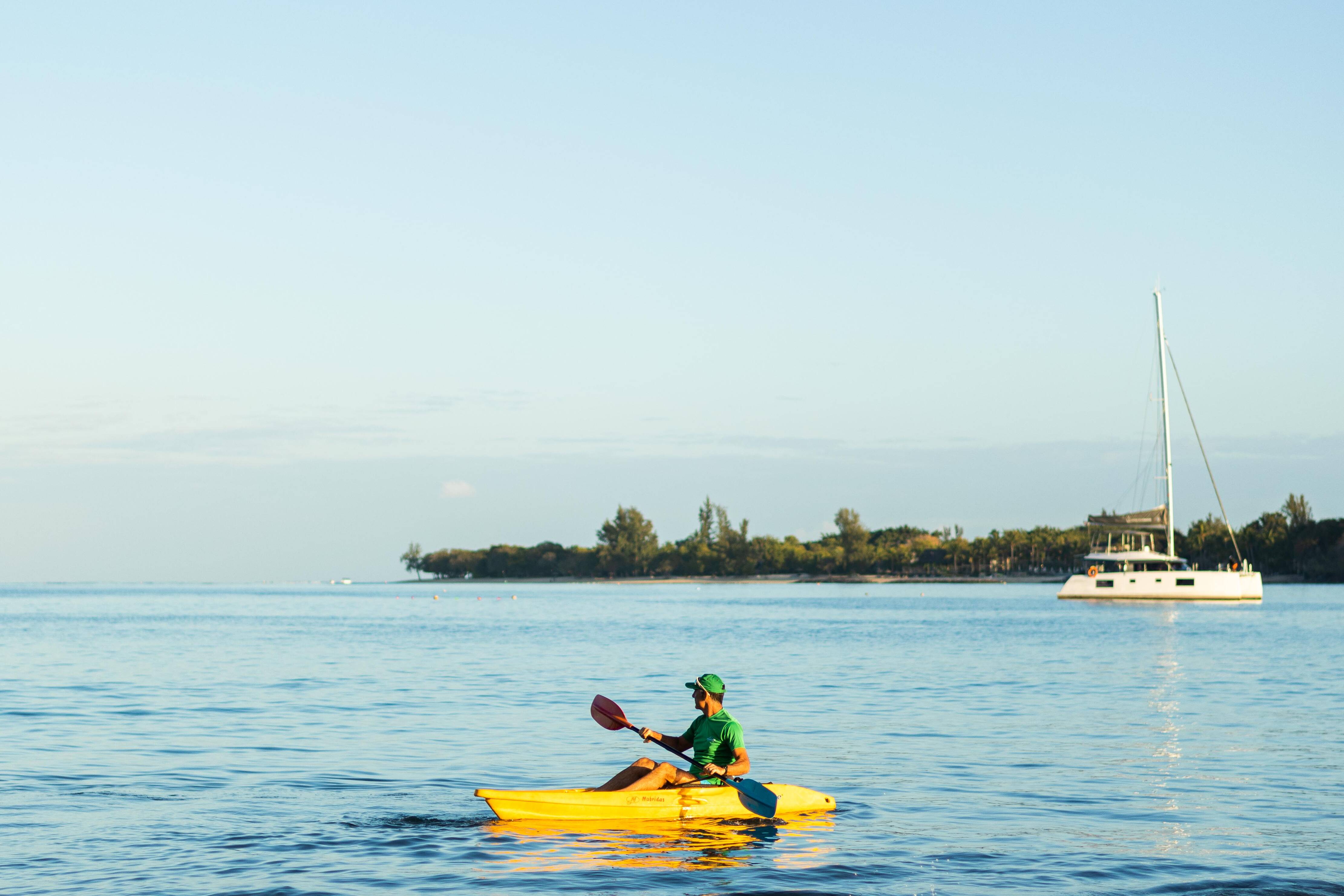 Kajakken bij zonsopkomst Mauritius