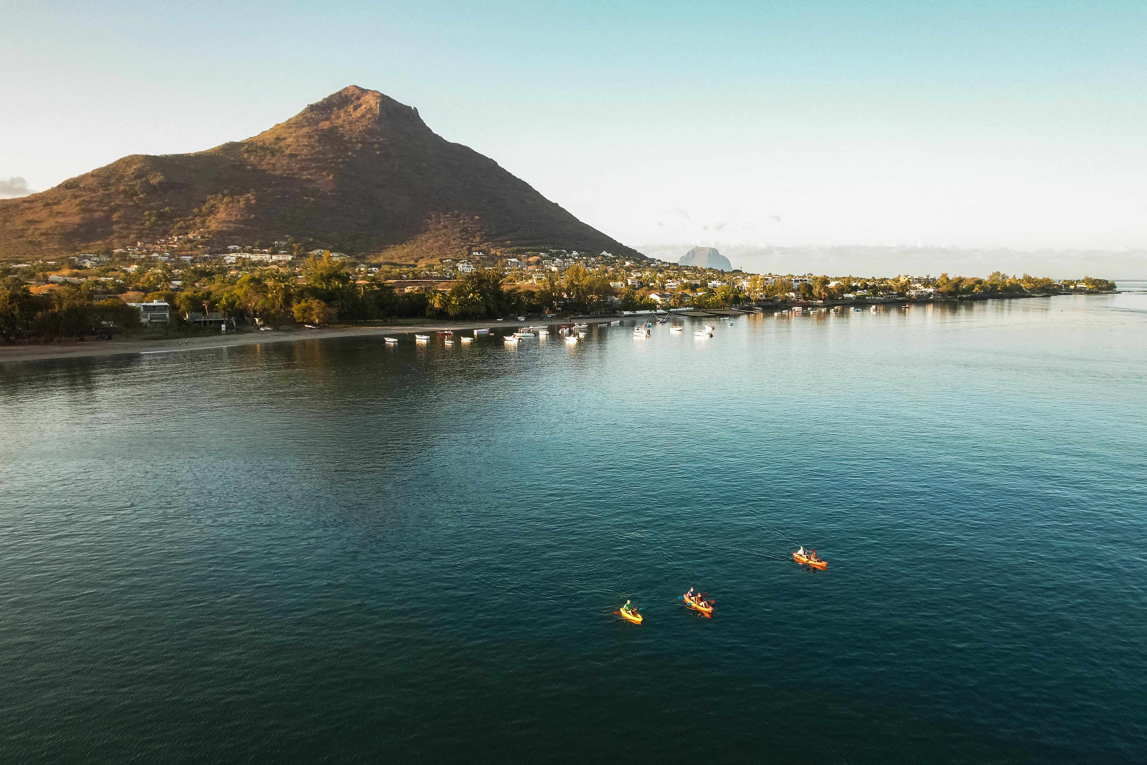 Groep aan het kajakken in Mauritius