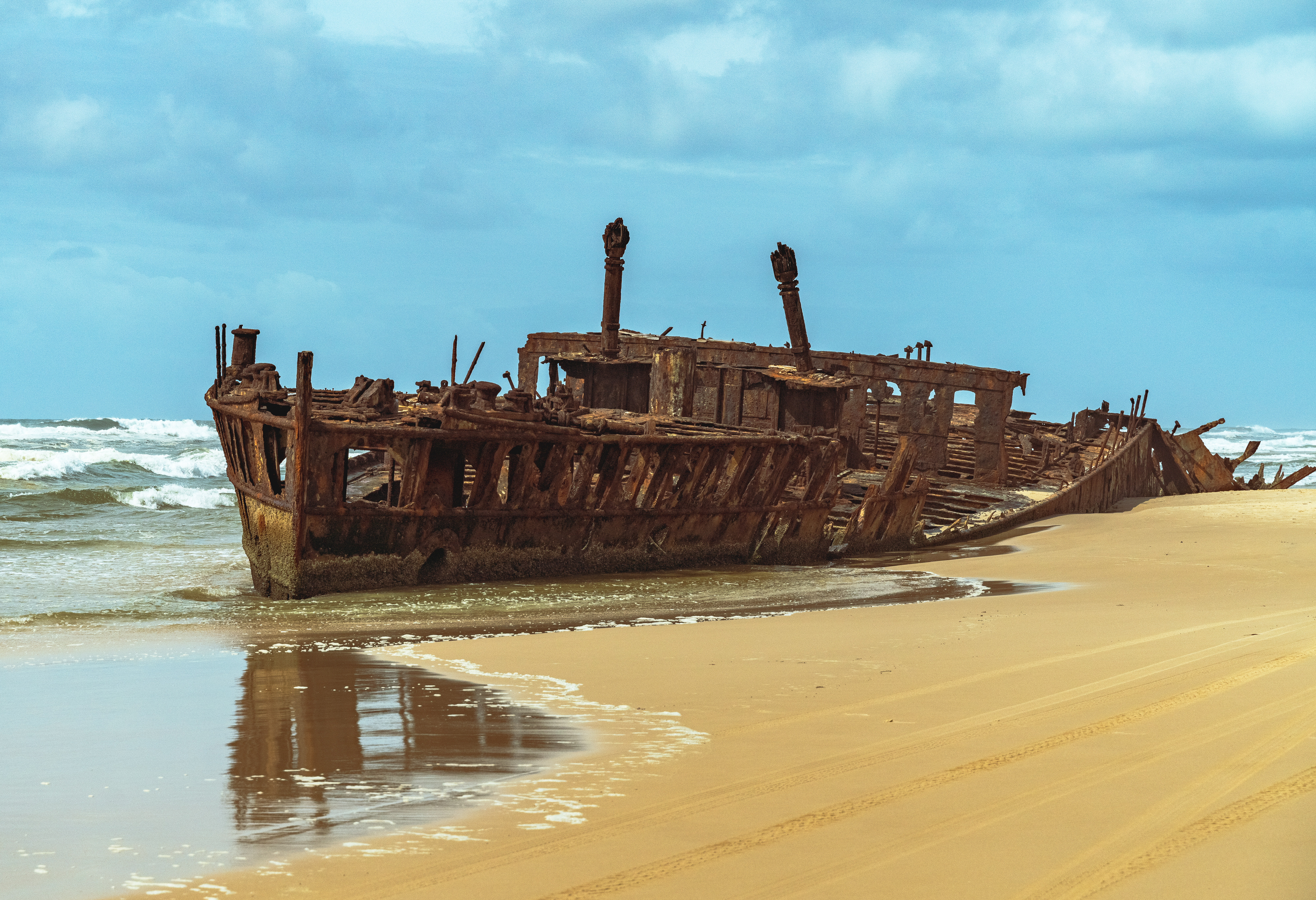 Het Maheno scheepswrak op Kgari in Australie