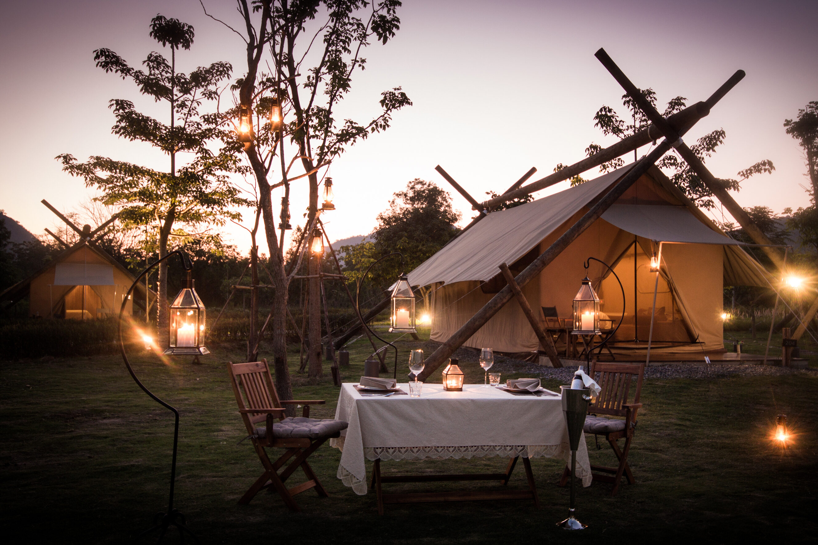 Thailand Khao Yai Lala Mukha Tented Resort Dining under the Stars