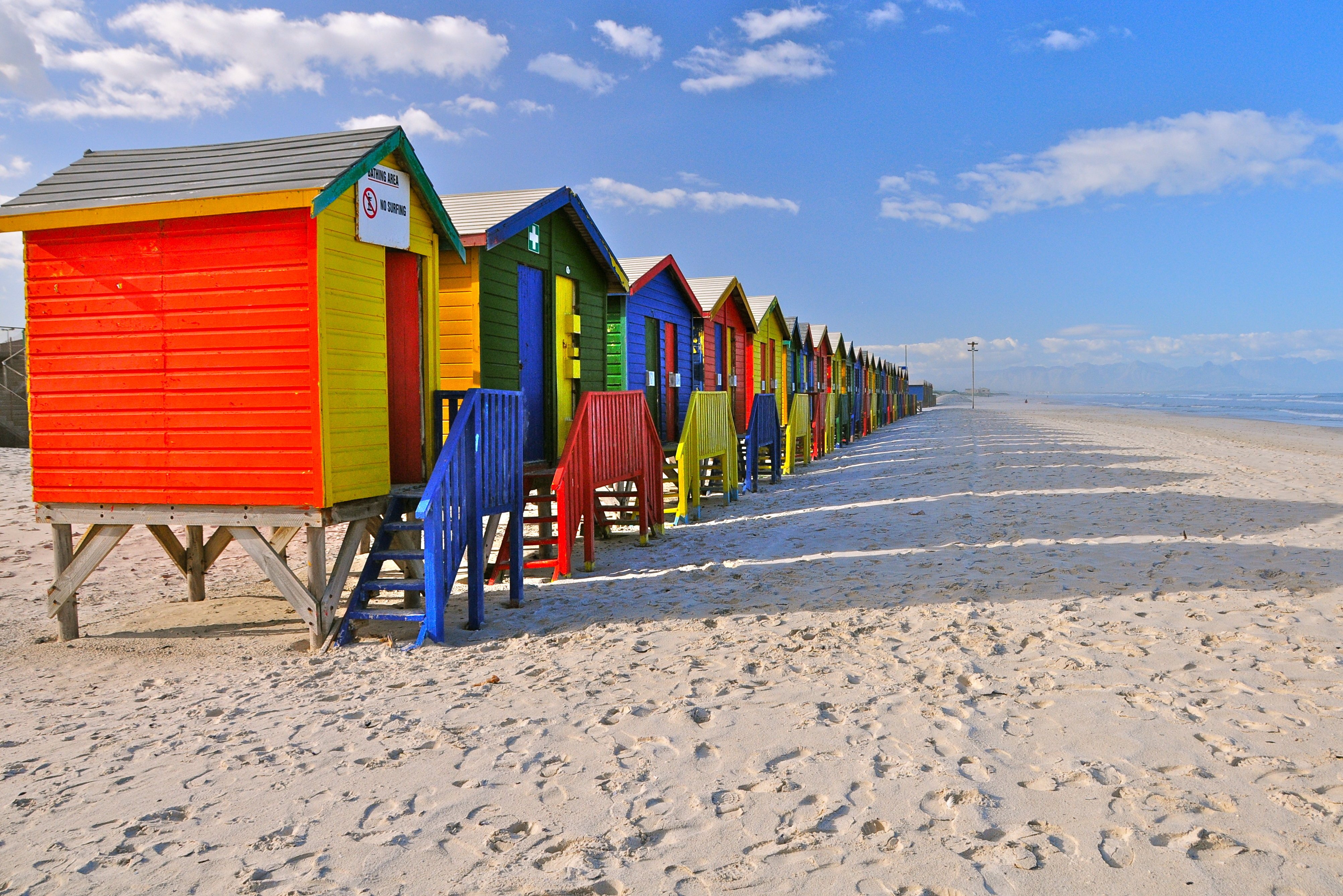 Gekleurde strandhuisjes Muizenberg Kaapstad