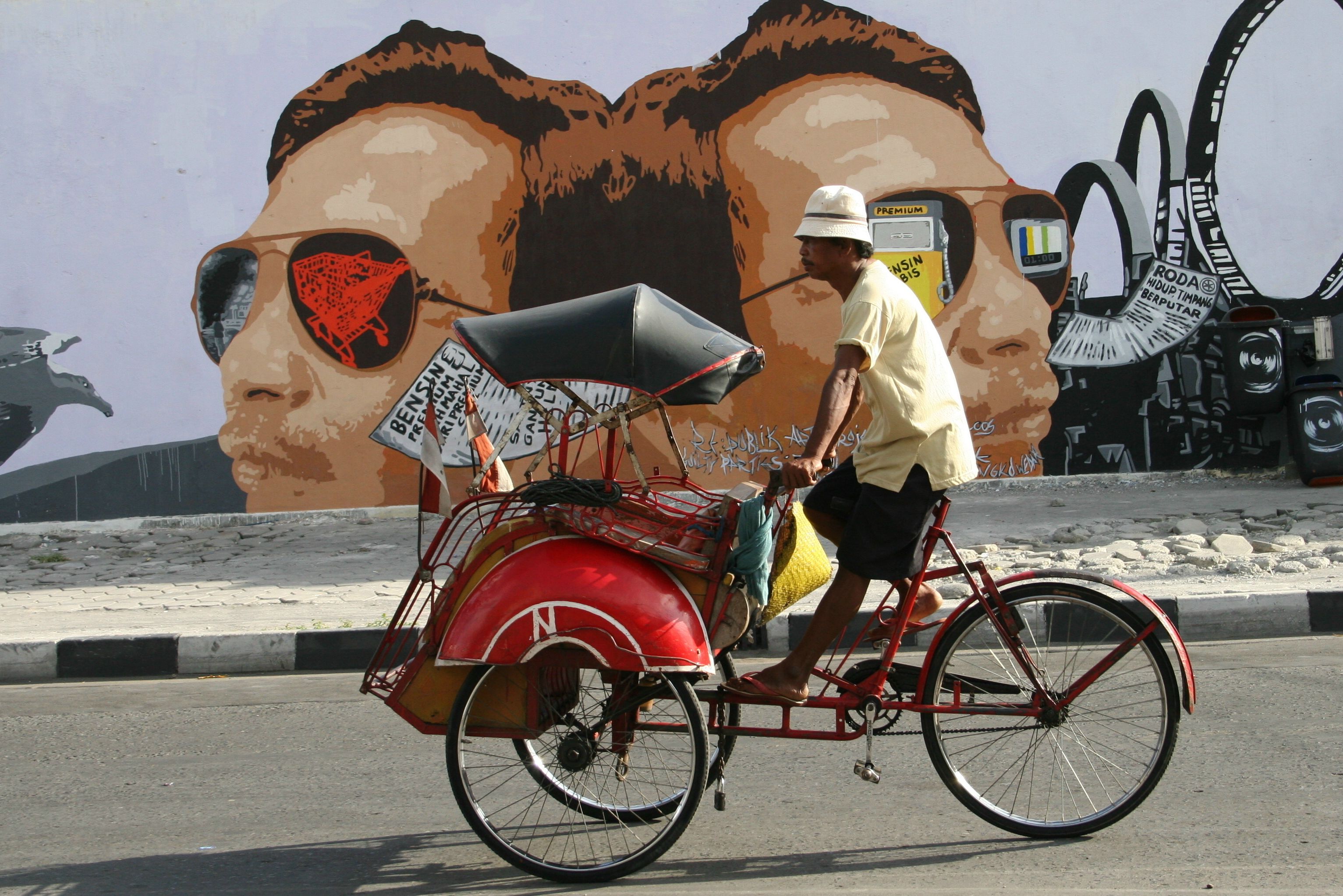 Becak fietstaxi in Yogyakarta