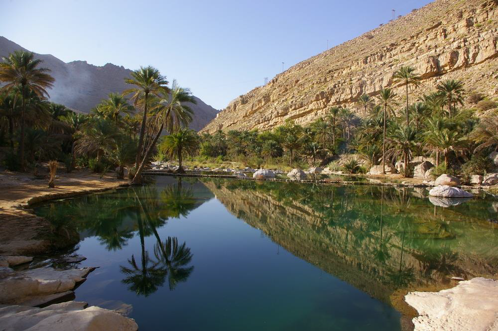 Een van de wadi's in Oman