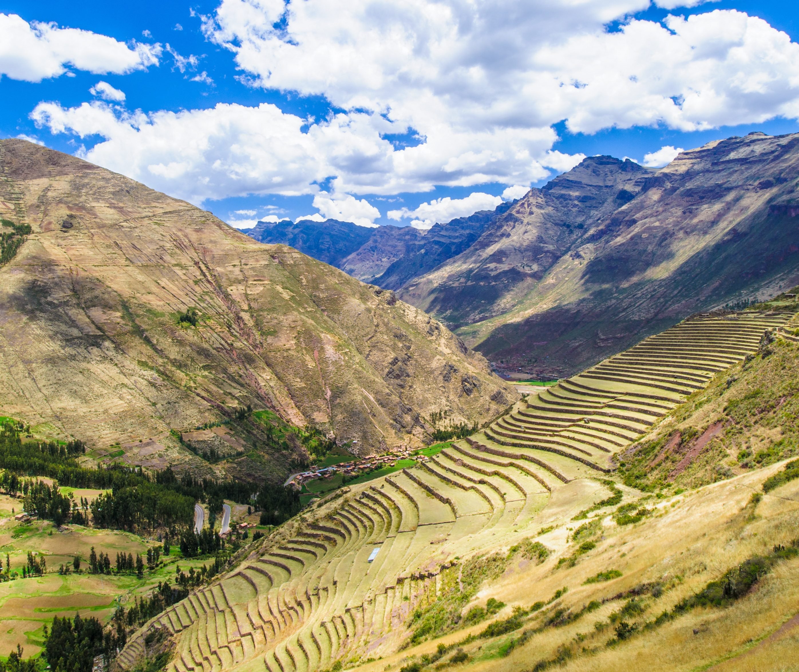 De Urubamba vallei in de Heilige Vallei (Sacred Valley), Peru