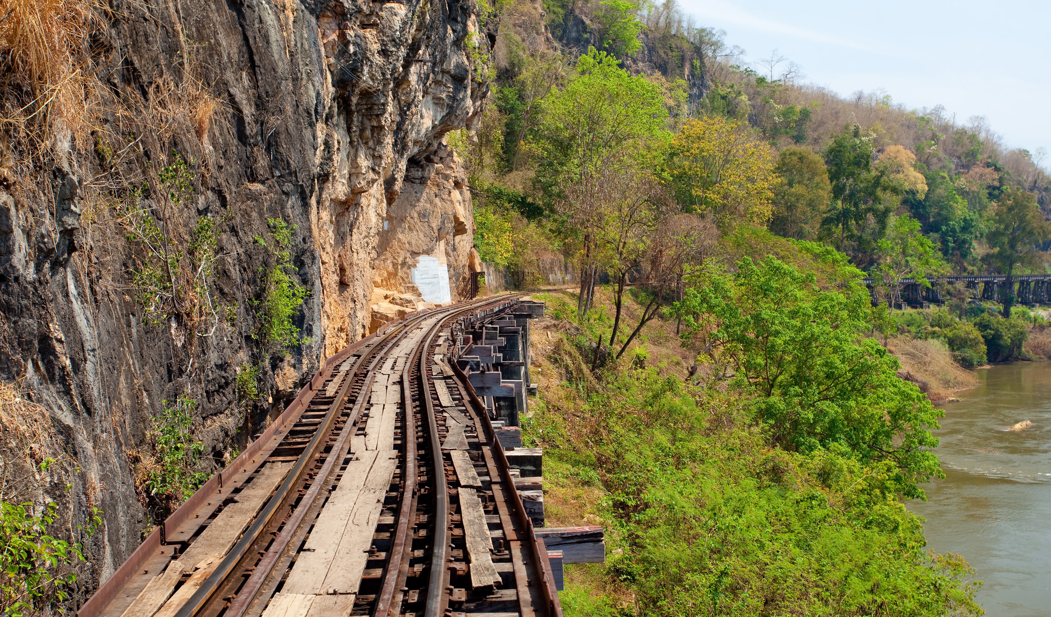 De dodenspoorlijn in Kanchanaburi, Thailand