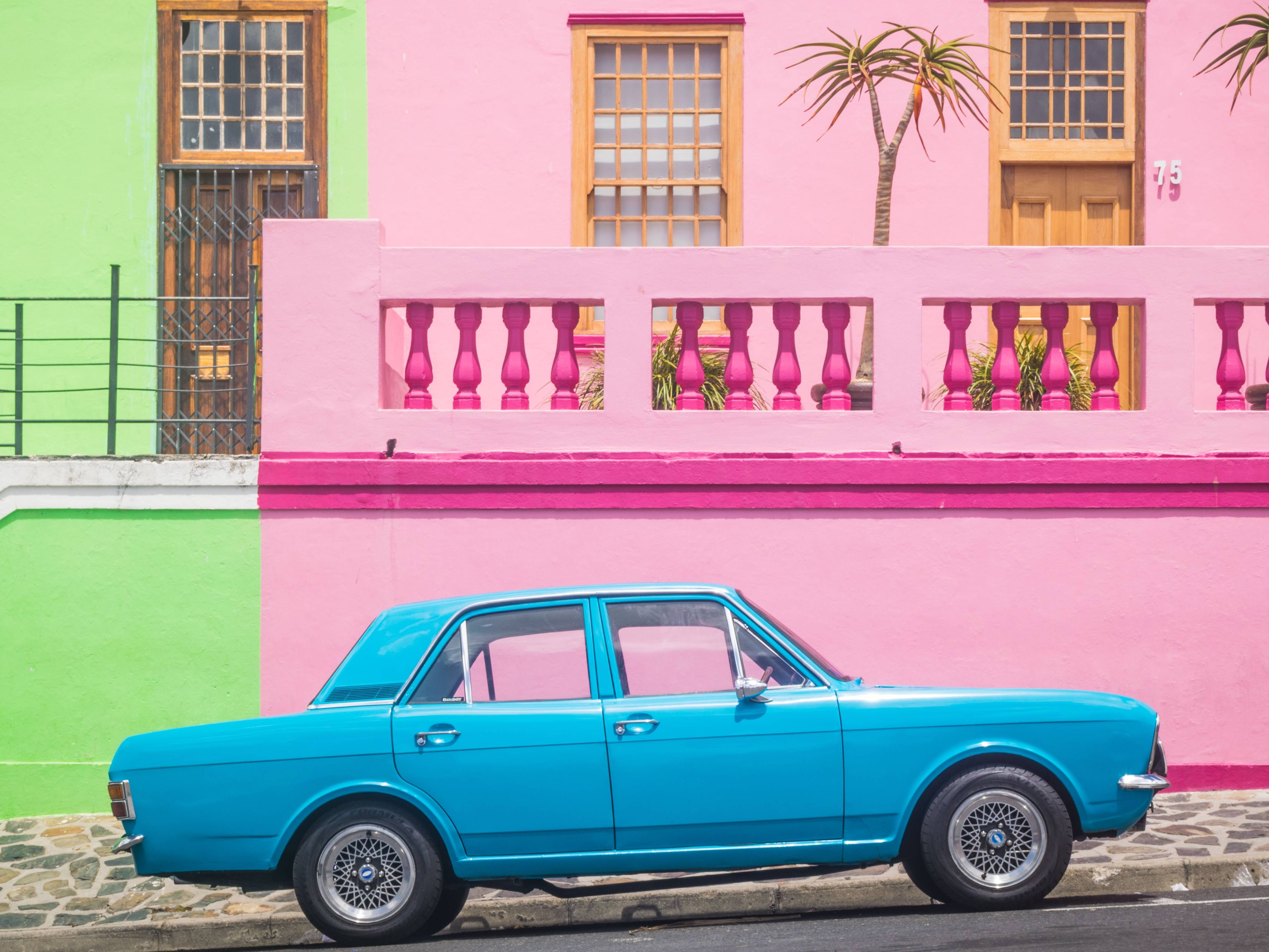 Kleurrijke huizen in Bo Kaap in Kaapstad, Zuid-Afrika