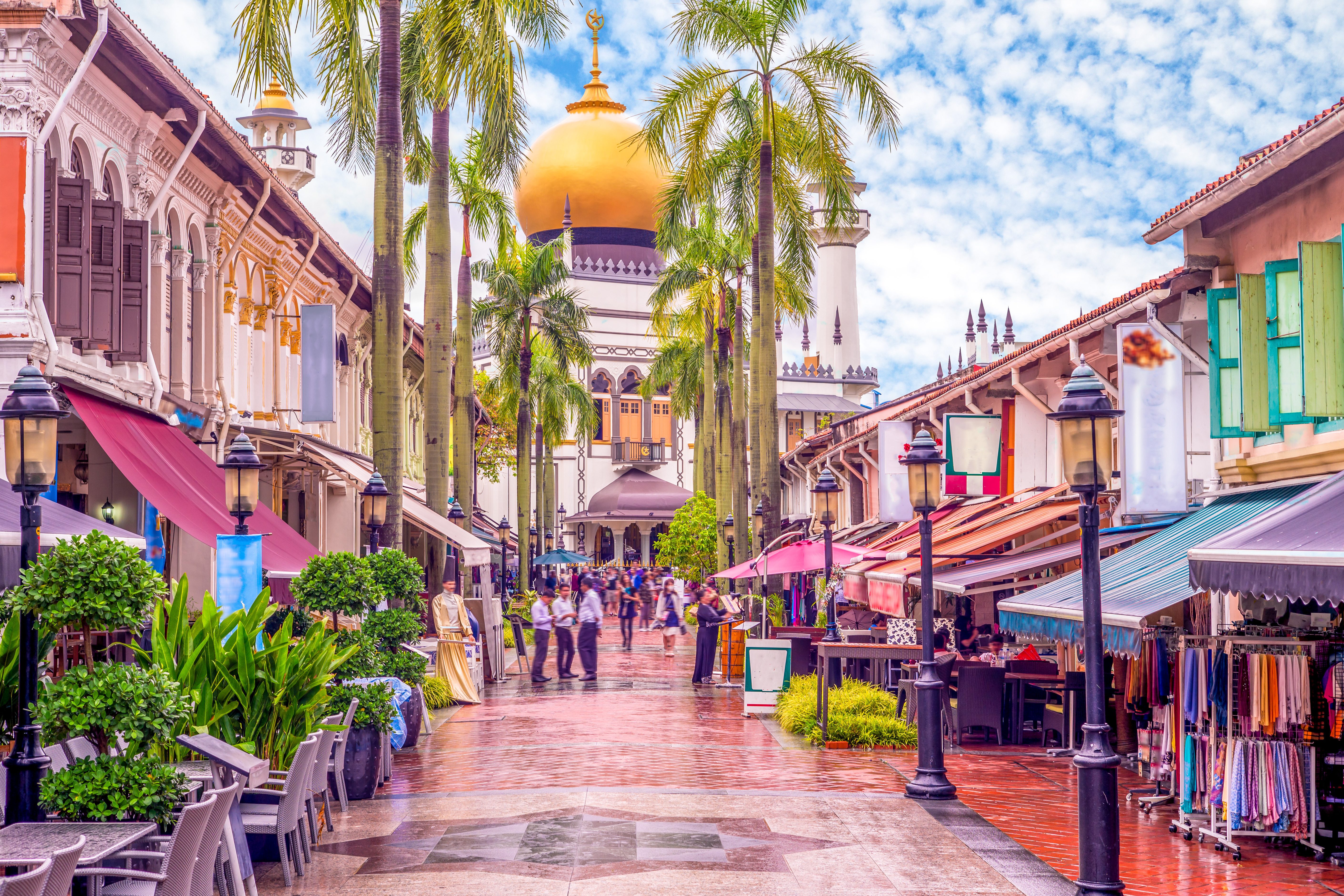 Singapore-Kampong-Glam-straatzicht-Masjid-Sultan-moskee