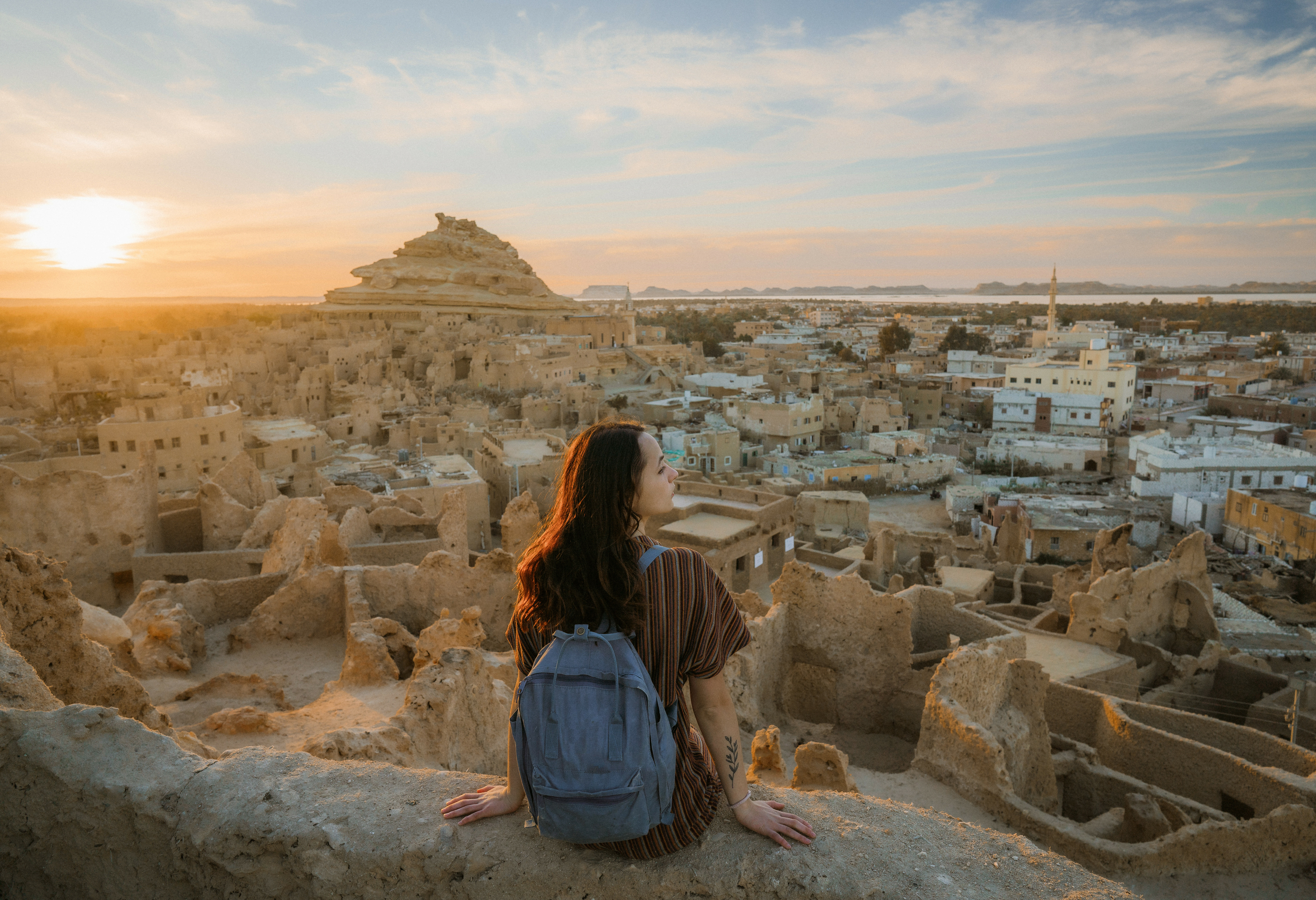 Siwa tijdens zonsondergang