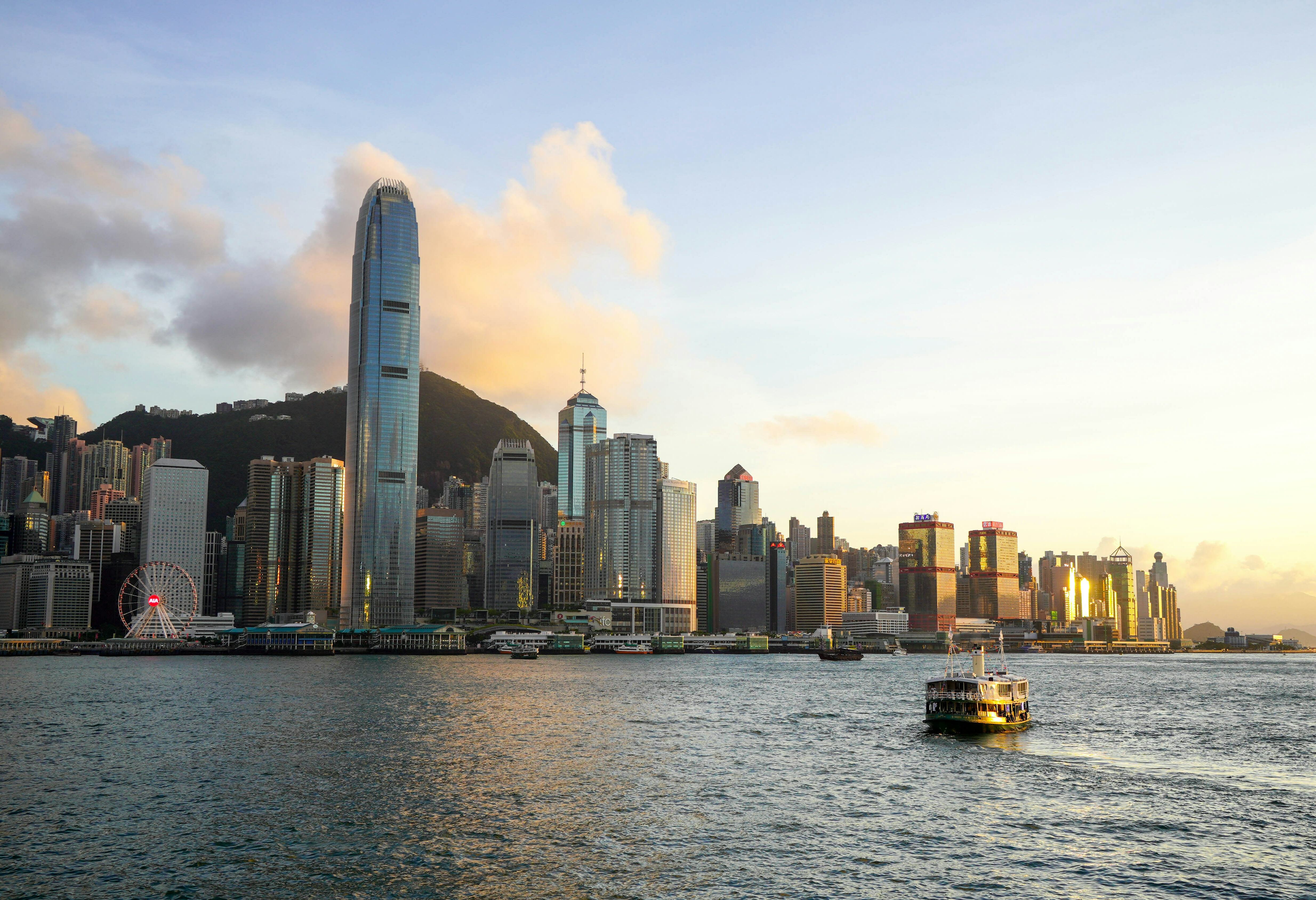 Uitzicht op de stad vanaf het water Hong Kong China