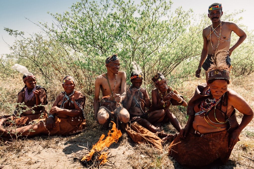 San mensen in Kalahari Zuid-Afrika