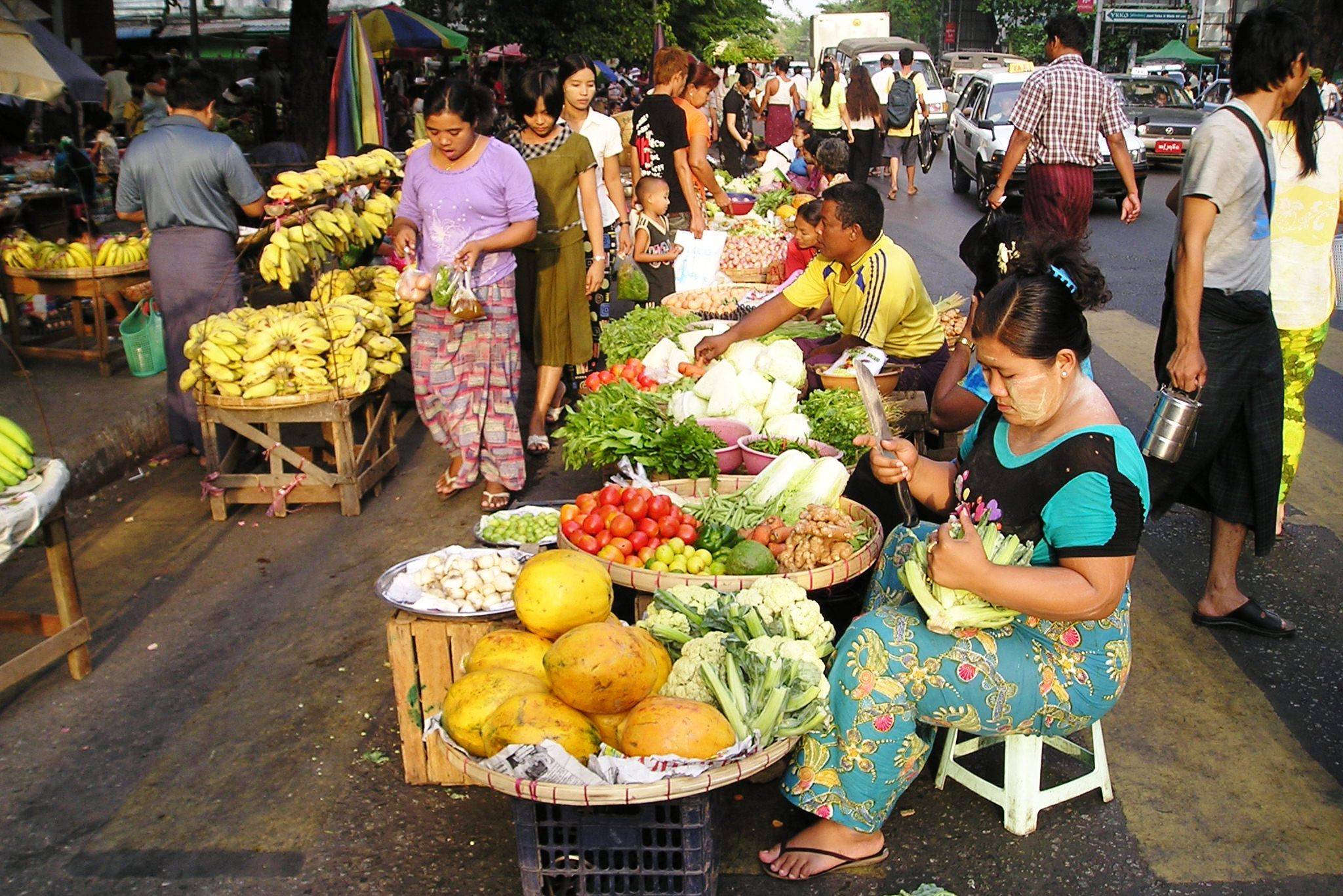 Lokale markt in Yangon Myanmar