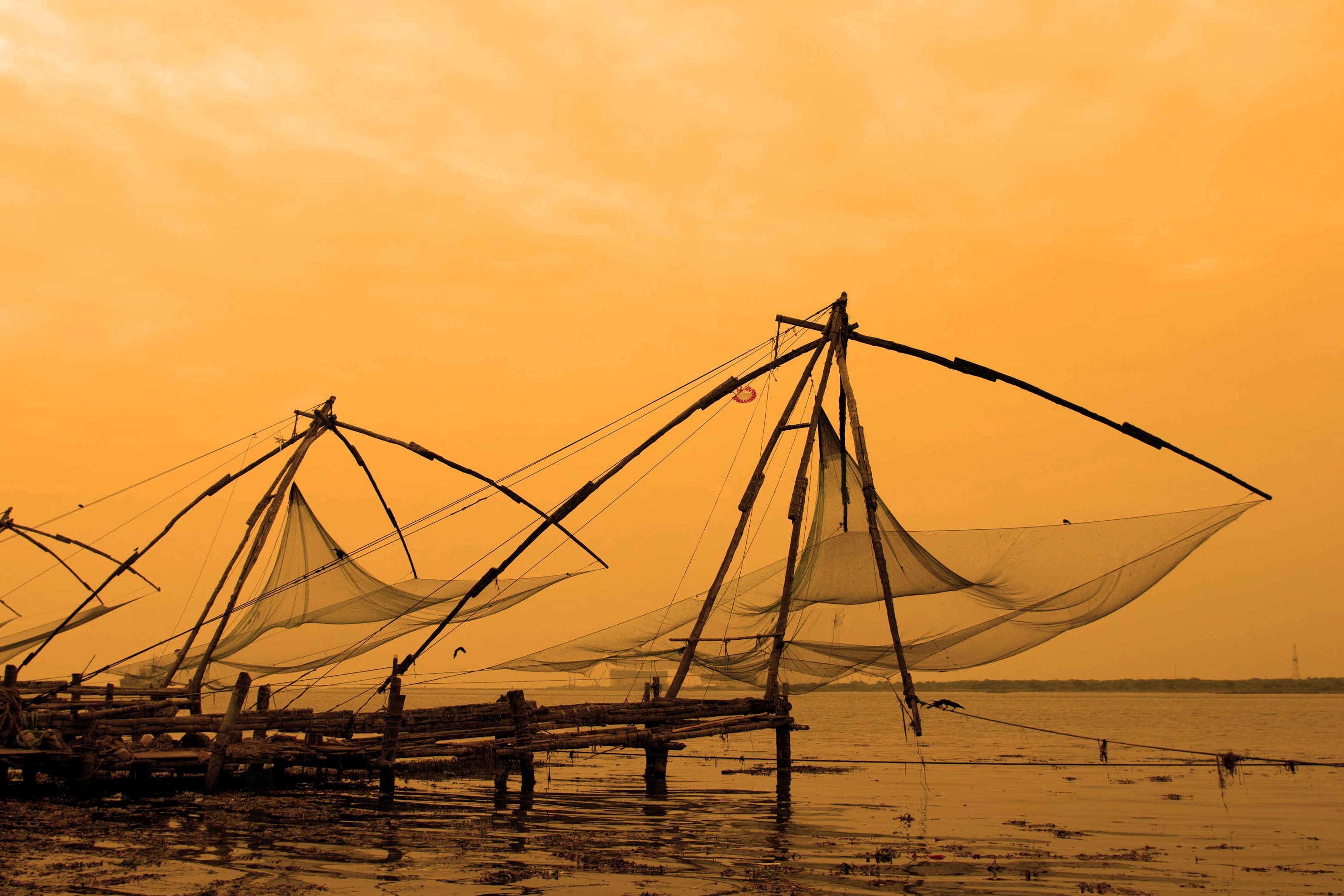 De vissersnetten van Cochin in India
