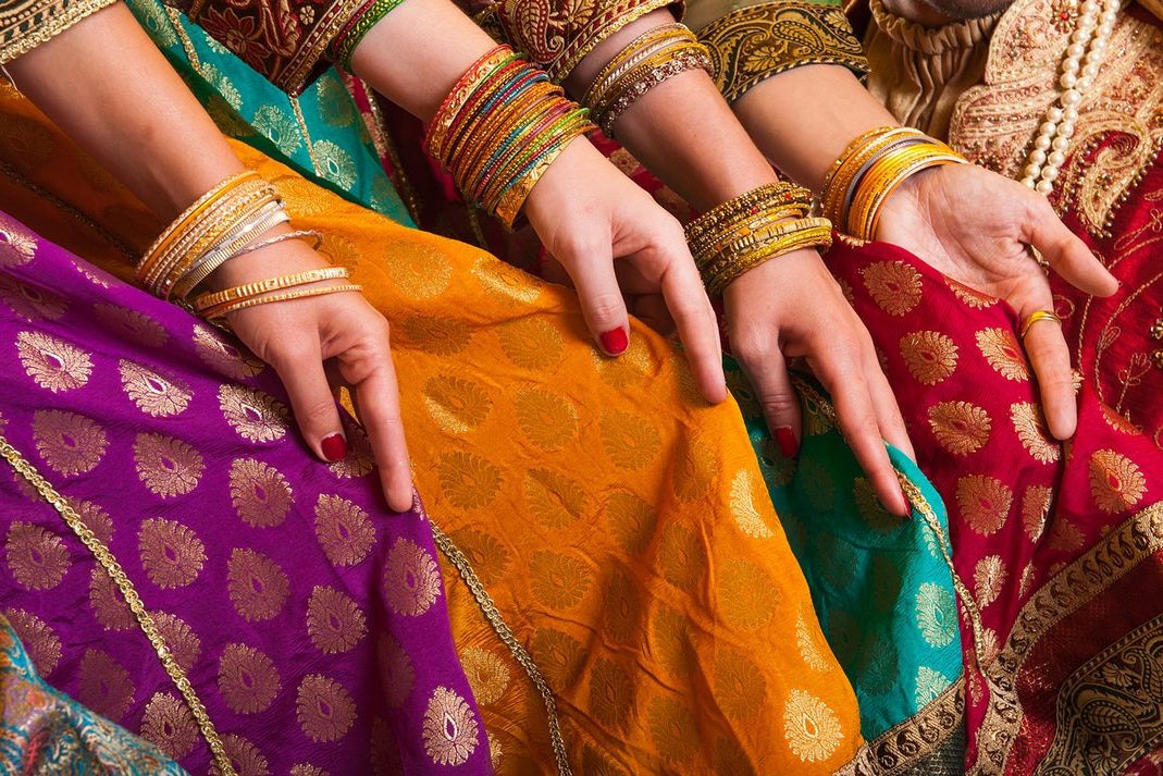 Gekleurde sari's in India