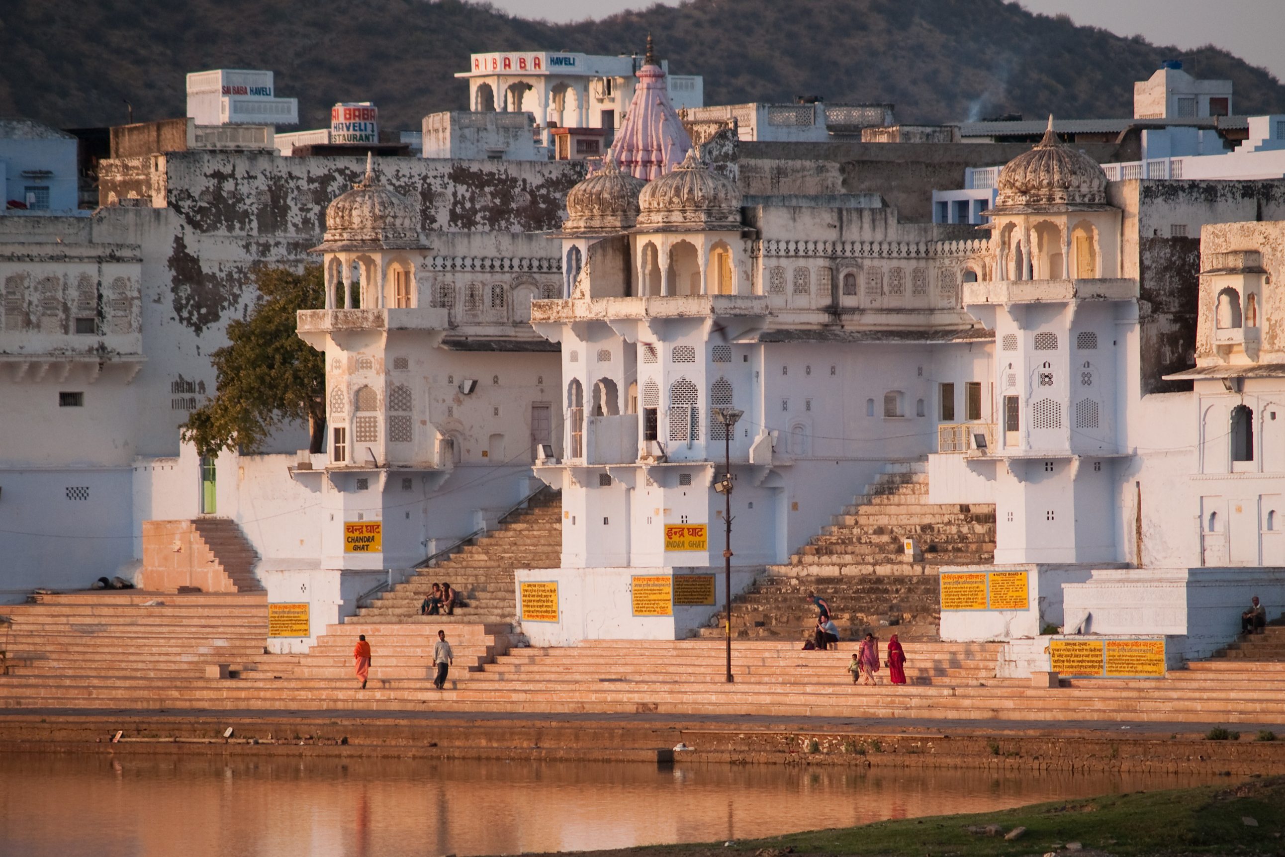 De ghats bij Pushkar in Rajasthan