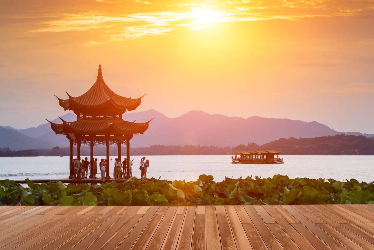 Het West Lake in Hangzhou in China