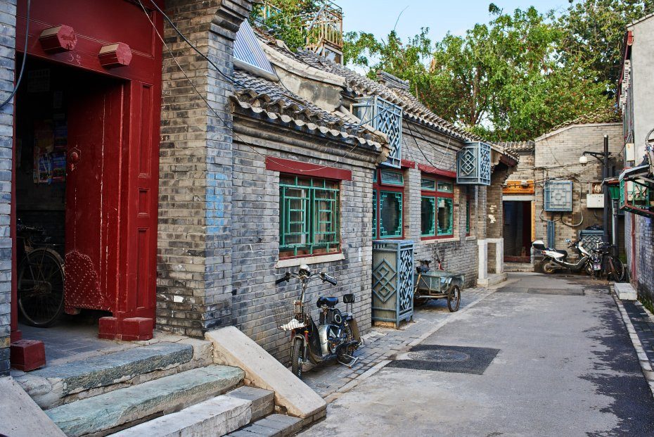 Hutong wijk in Beijing in China