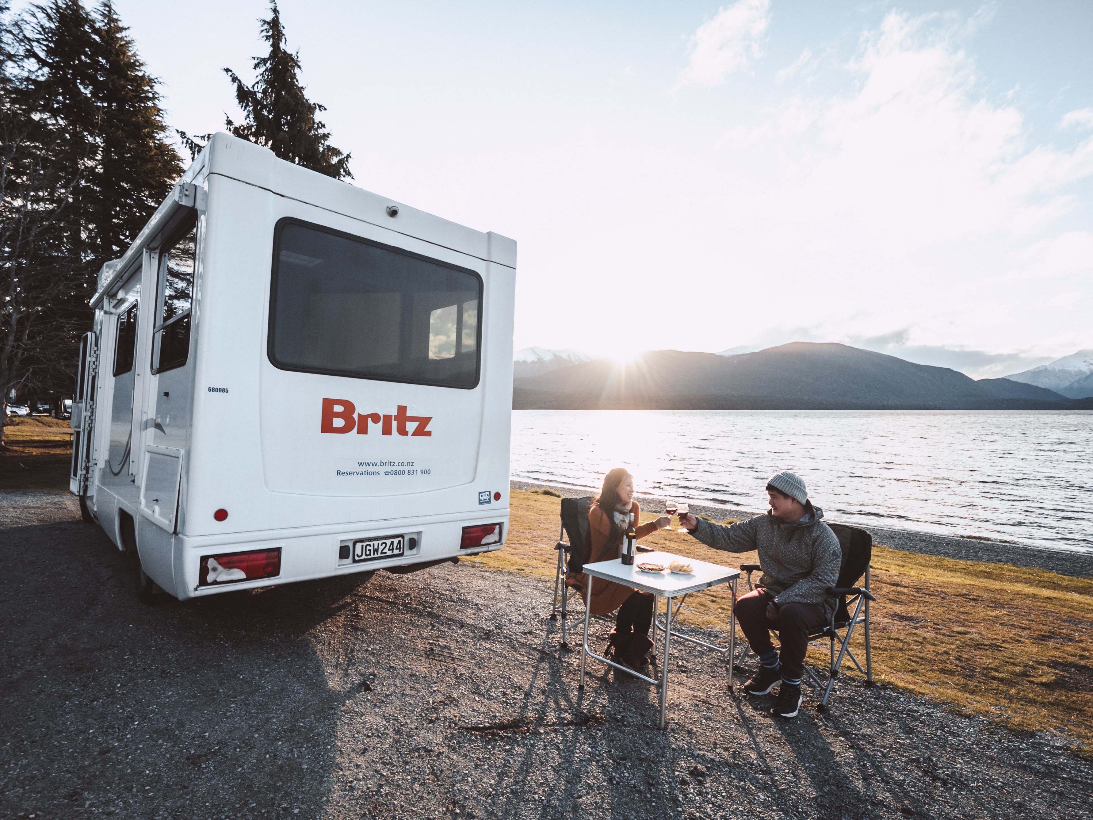 Pauzeren met de Britz Explorer camper in Nieuw-Zeeland