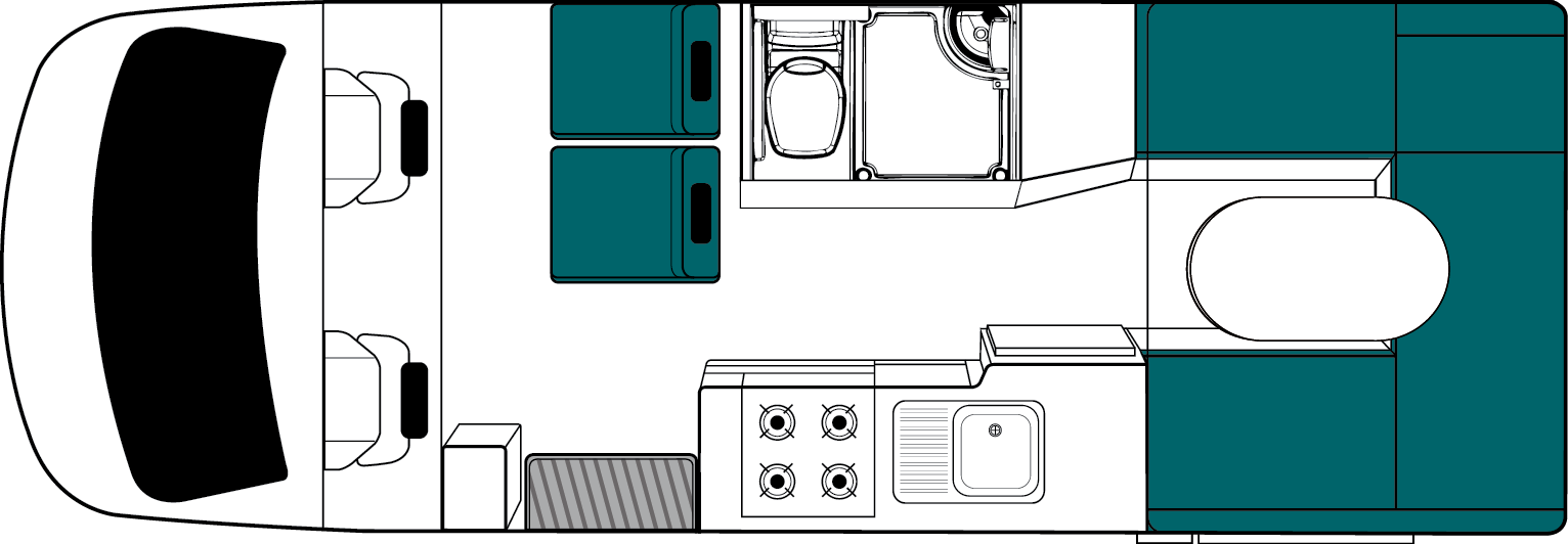 Dagindeling van de Maui Cascade camper in Nieuw-Zeeland