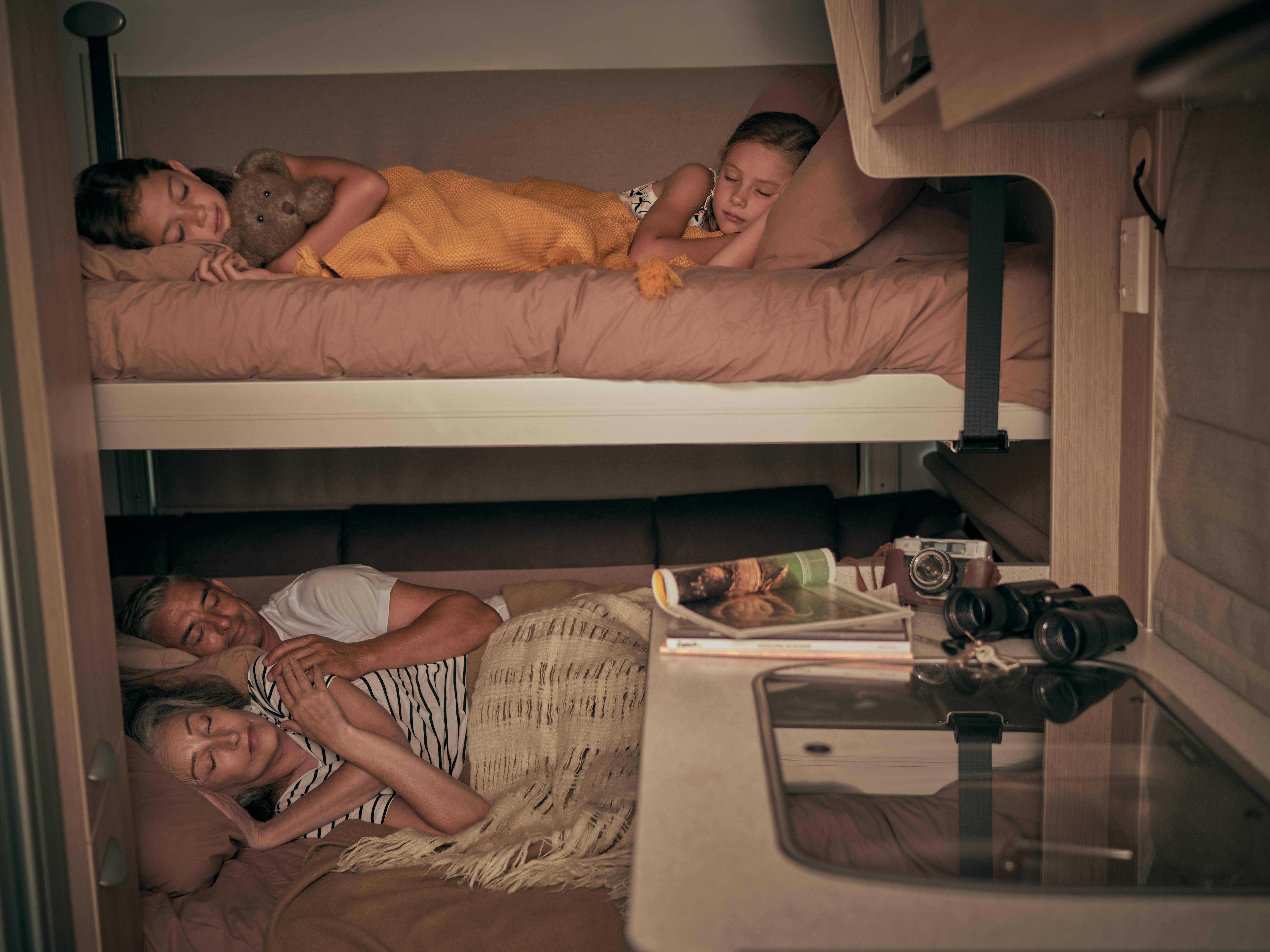 Bedden in de Maui Cascade camper in Nieuw-Zeeland