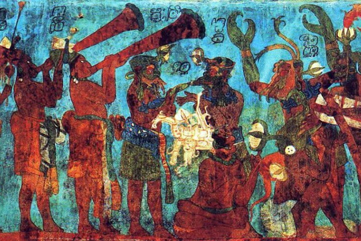 Muurschilderingen in Bonampak Chiapas Mexico