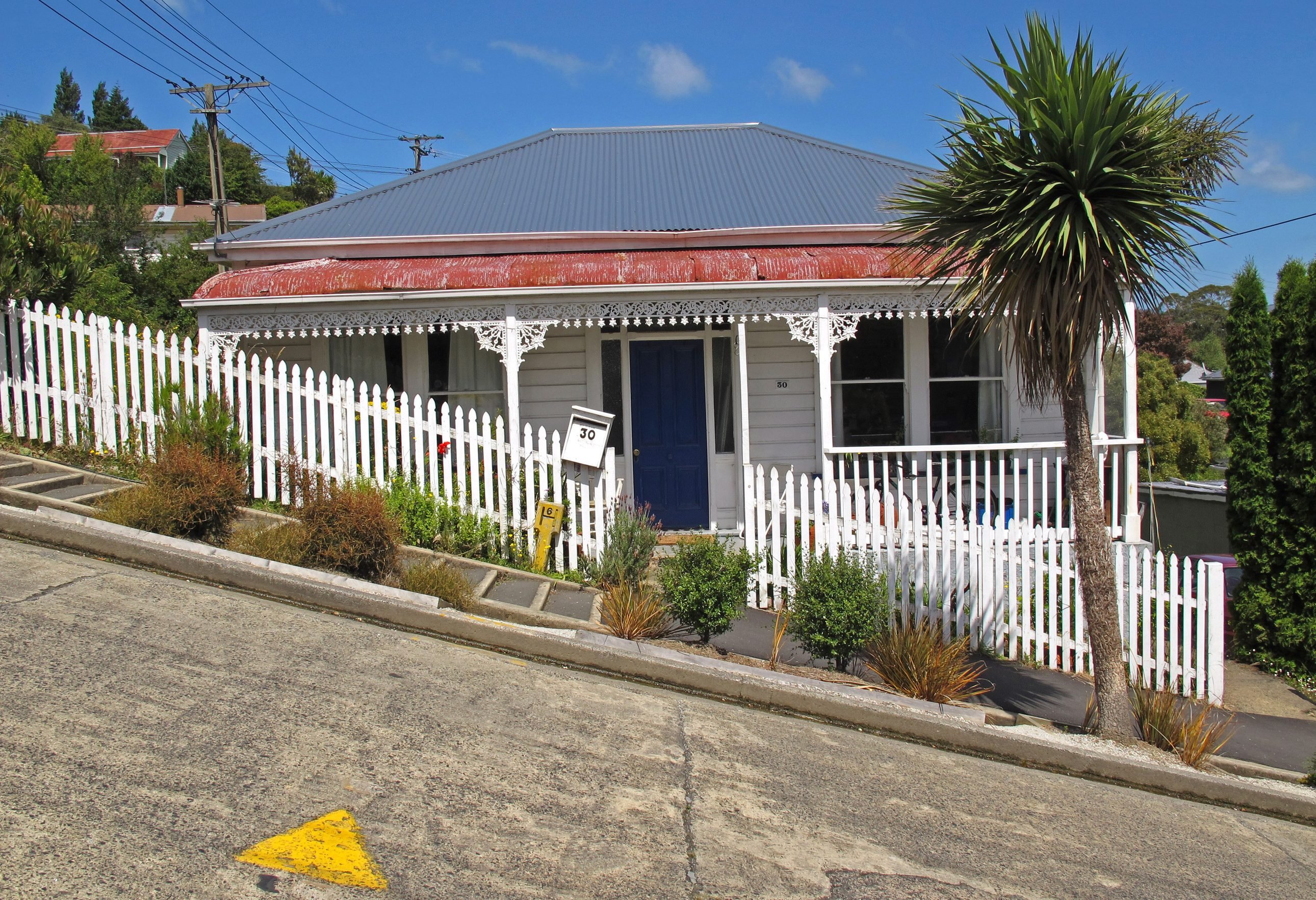 Baldwin Street in Dunedin de steilste straat van Nieuw-Zeeland